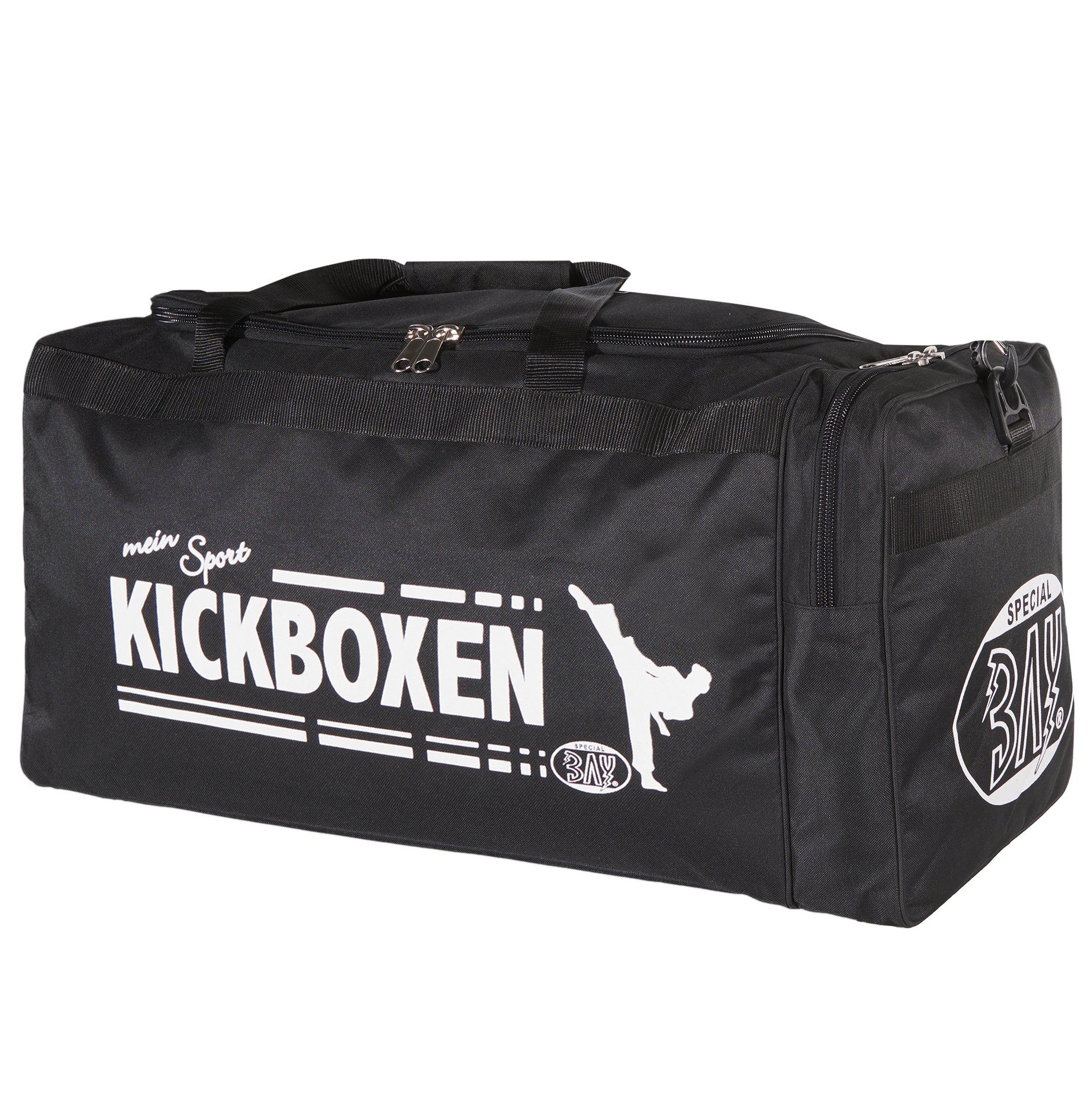 BAY-Sports Sporttasche Mein Sport Kickboxen Tasche Kampfsport  Trainingstasche groß Kick-Boxen (Ihre Leidenschaft), 70 cm, XL, Aufwändig  bedruckt, Seitenfächer, Schultergurt | Sporttaschen