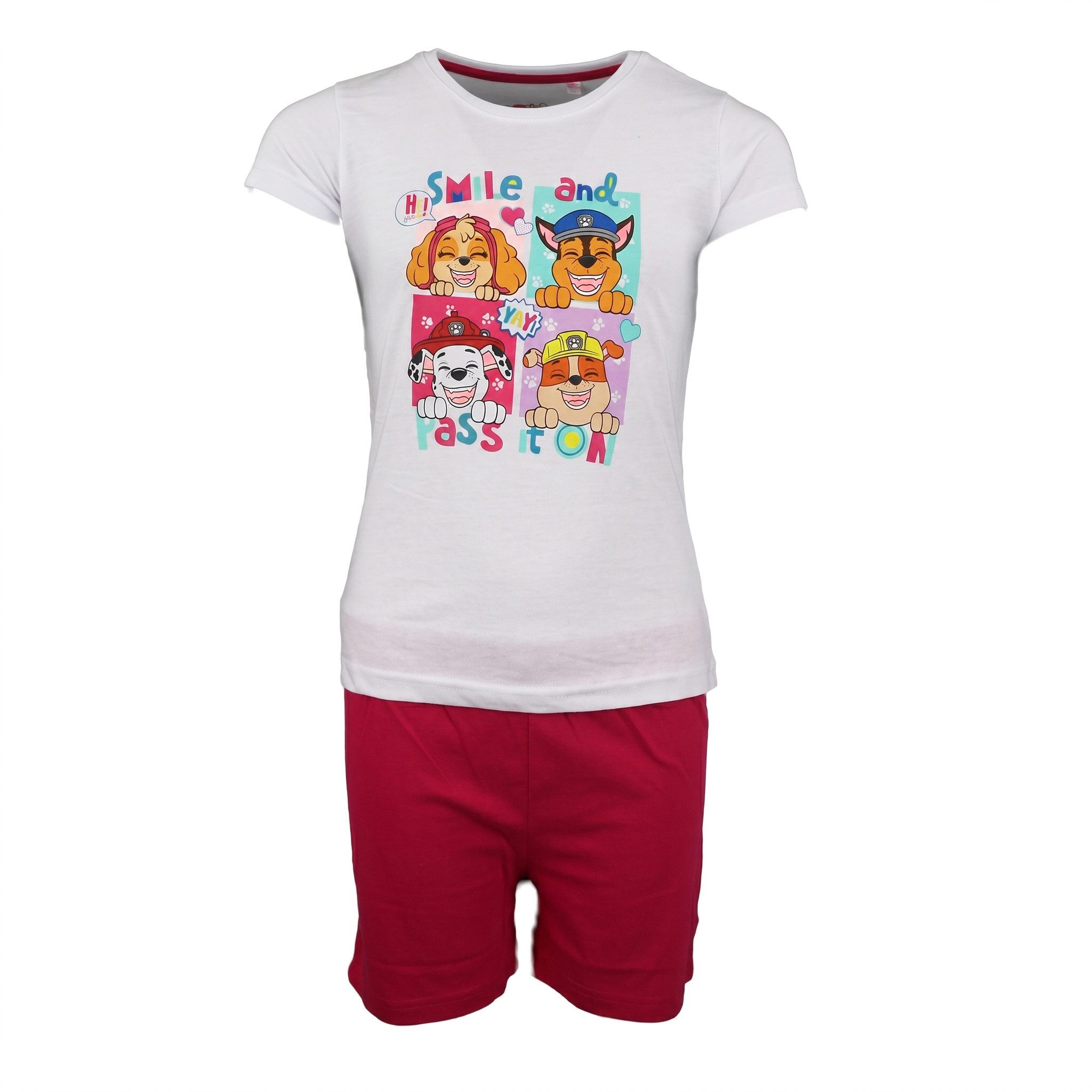 PAW PATROL Schlafanzug Paw Patrol Welpen Kinder kurzarm Schlafanzug Pyjama Shorts Shirt Gr. 98 bis 128 - 100% Baumwolle