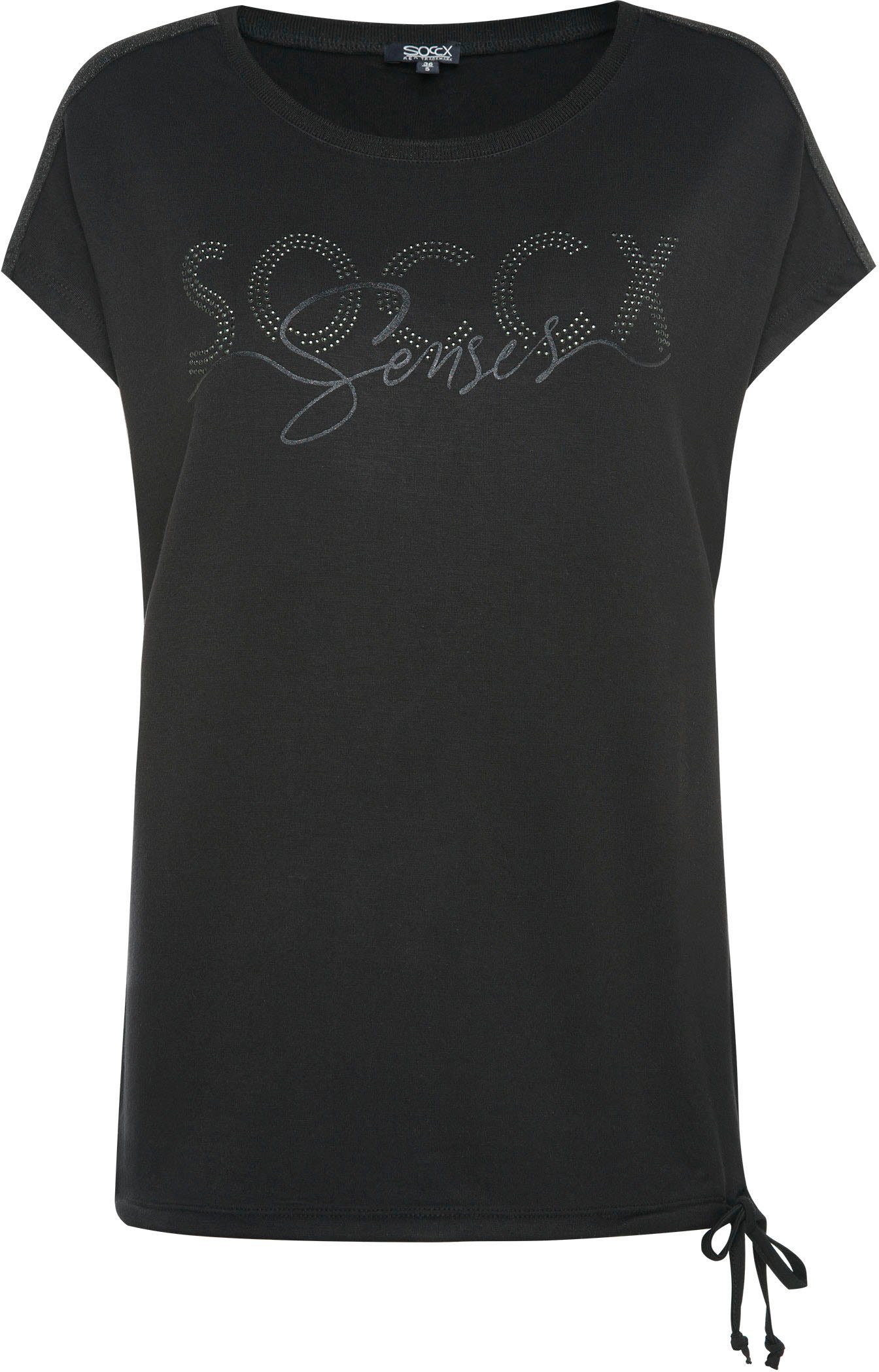 Damen Shirts SOCCX T-Shirt mit modischem Logodruck auf der Brust