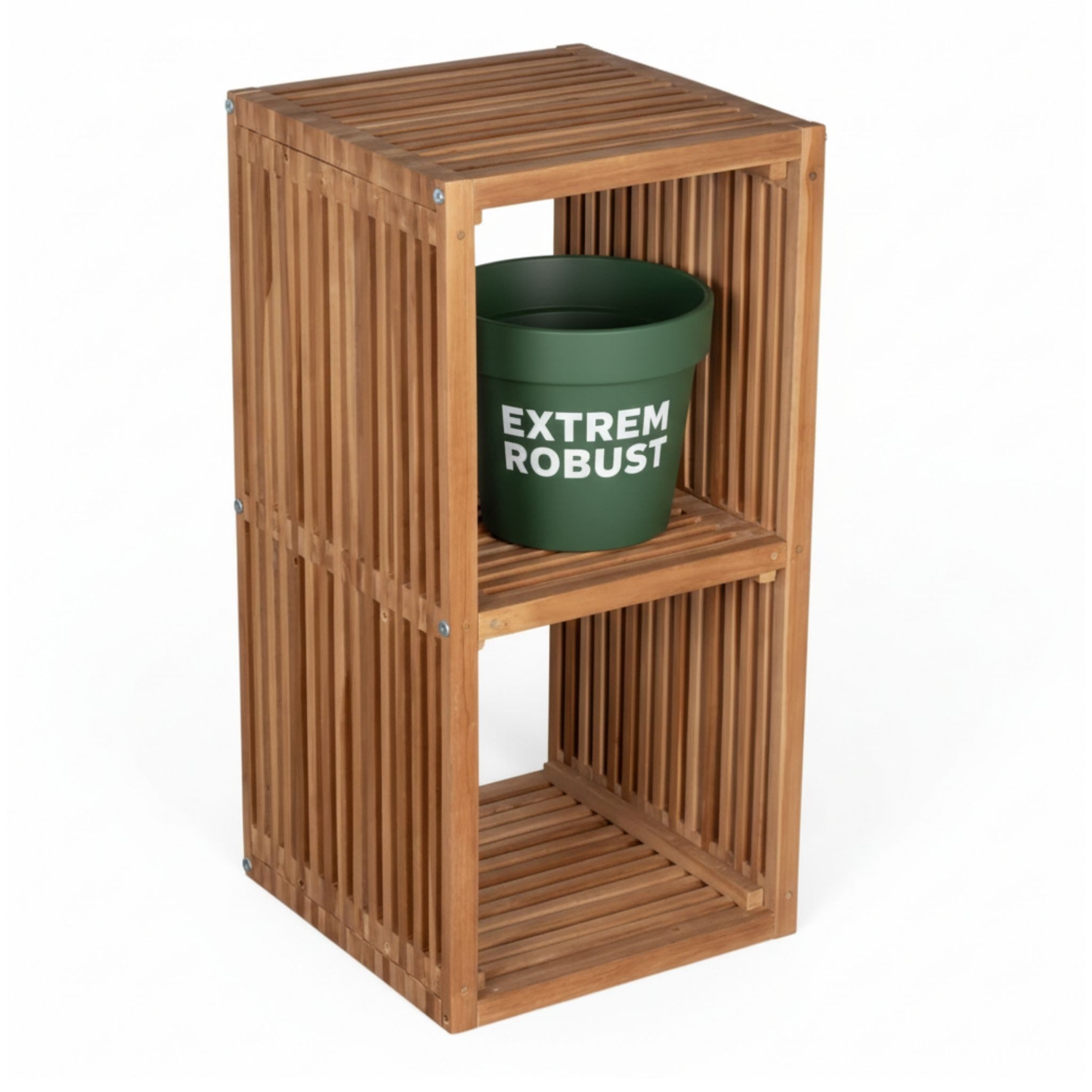 MR.DEKO Pflanztisch Teakregal Gartenregal Outdoor 80x40x40 cm Massivholz Natur (1-St), Teakholz Gartenregal mit 2 Fächern, massiv und witterungsbeständig
