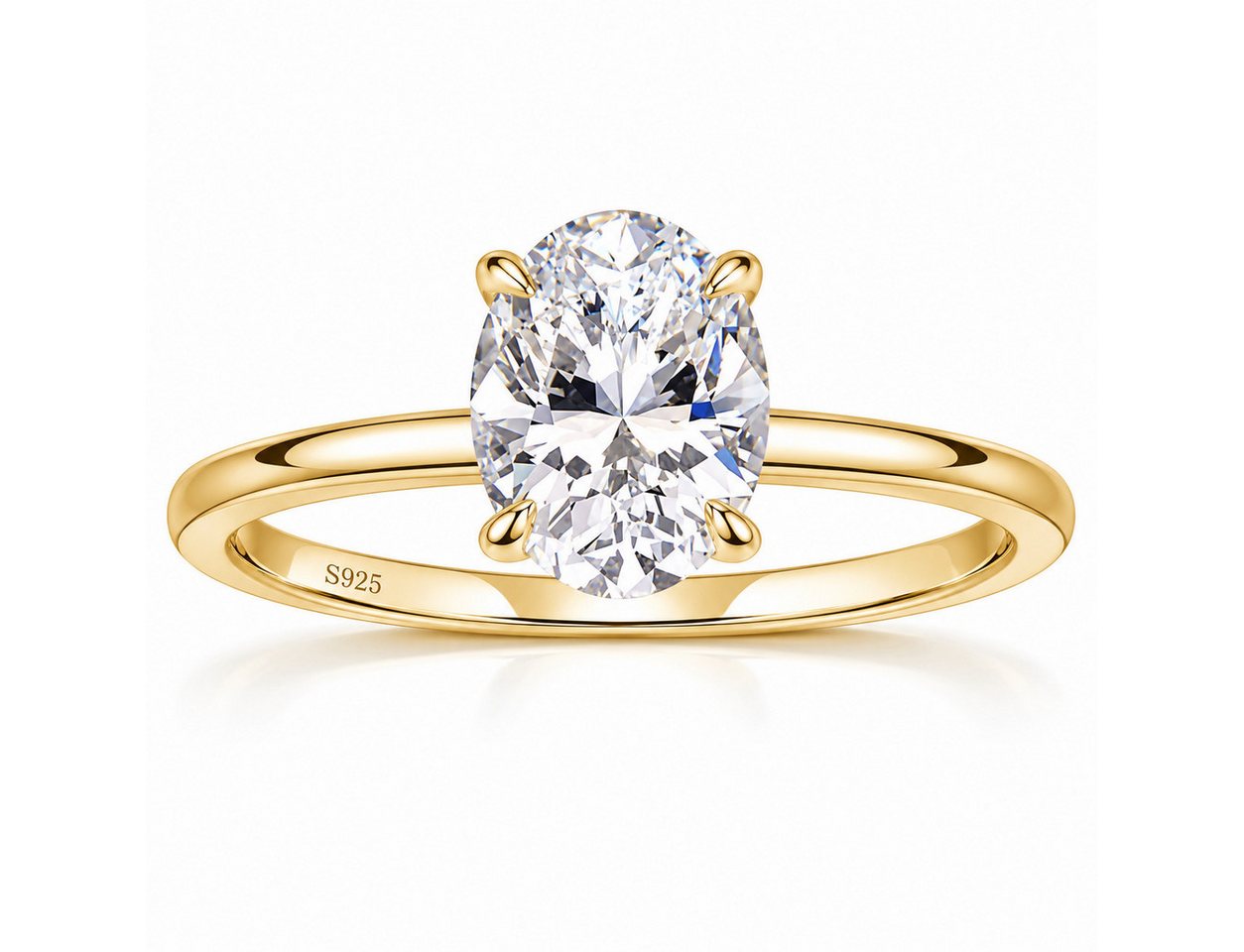 ROUGEMONT Solitärring Extravaganter Solitär Ring Verlobungsring Oval 925 sterling Silber, Echtschmuck