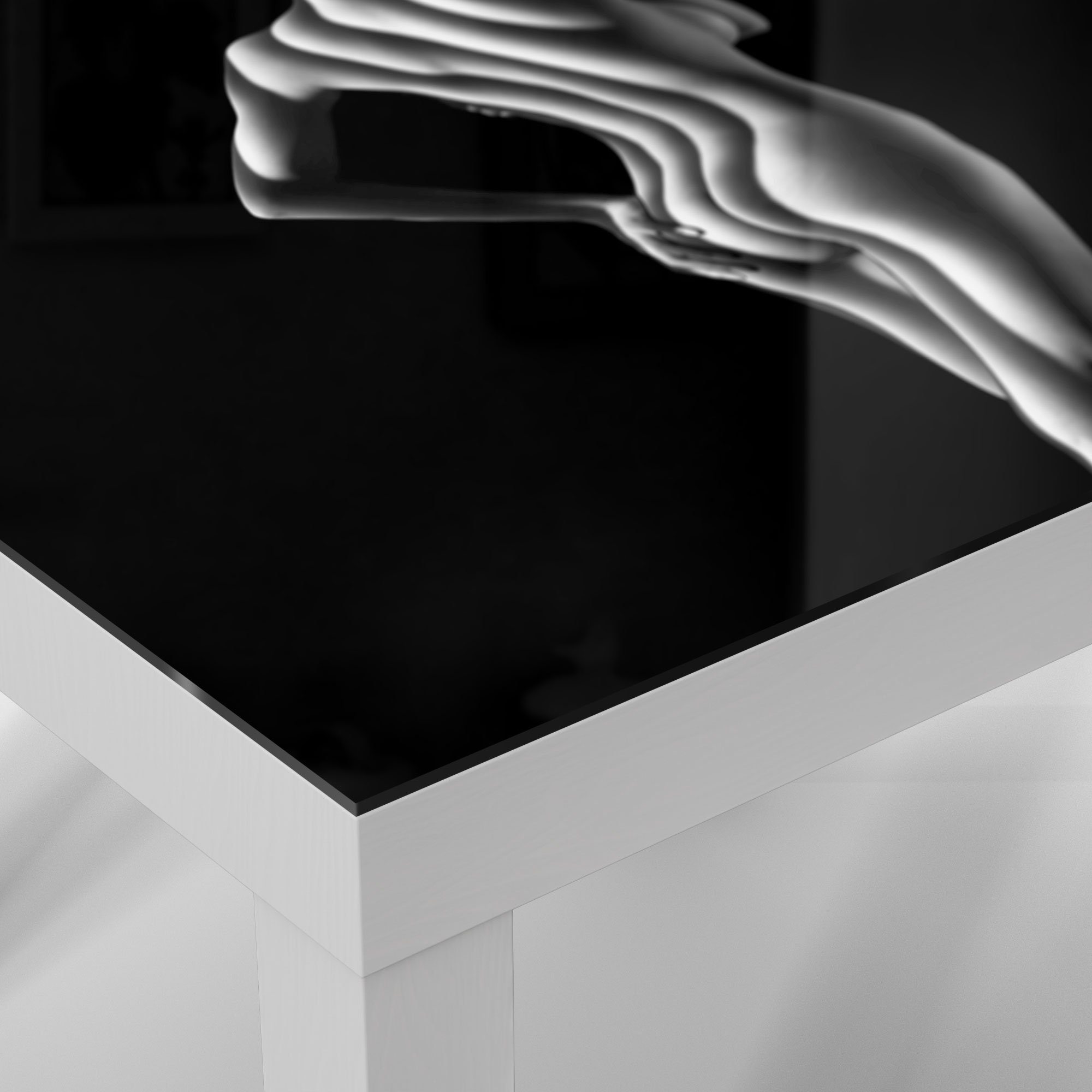Weiß Glas 'Sexy Glastisch Frauensilhouette', modern Beistelltisch Couchtisch DEQORI