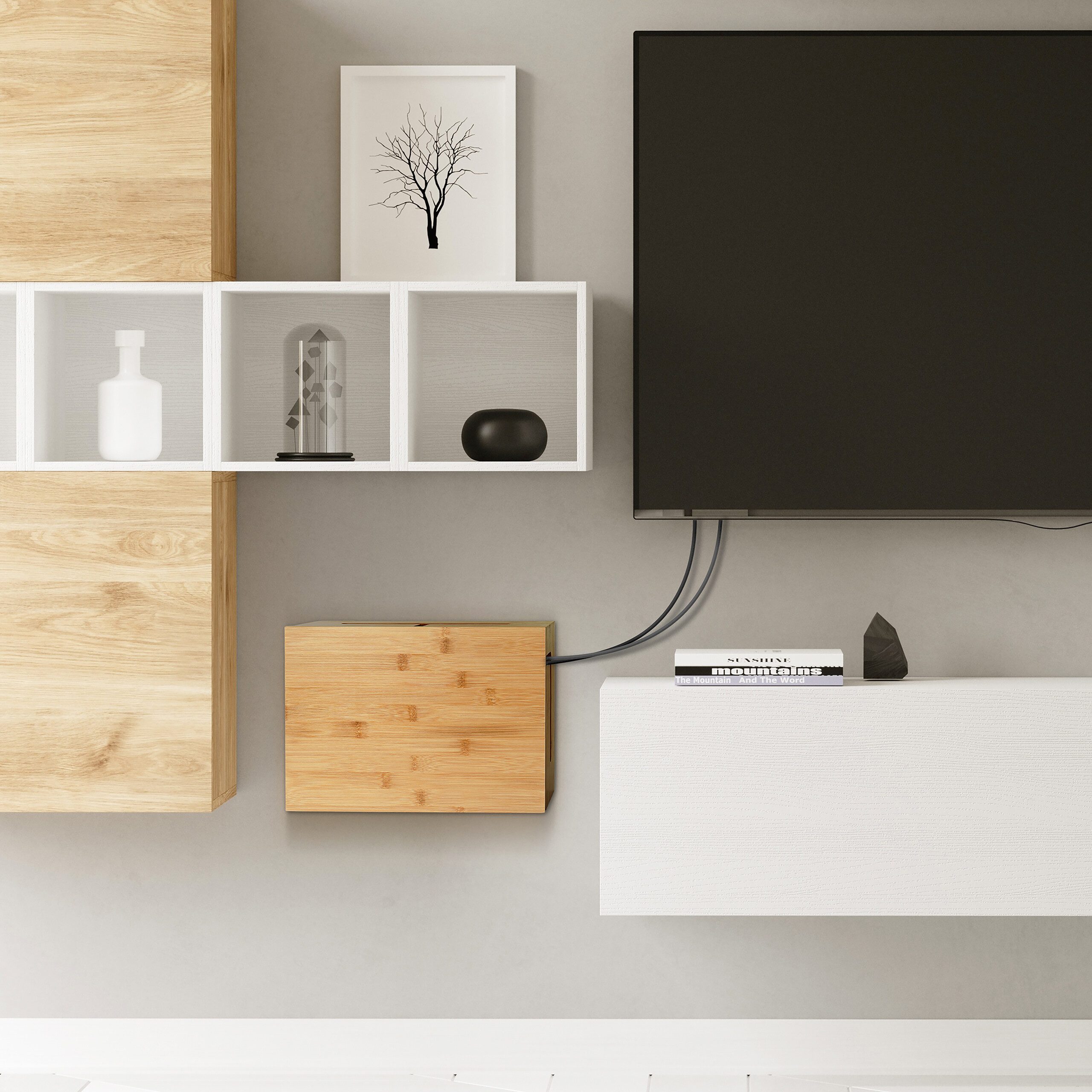 relaxdays Kabelbox Bambus Kabelbox mit Magnetdeckel, günstig online kaufen