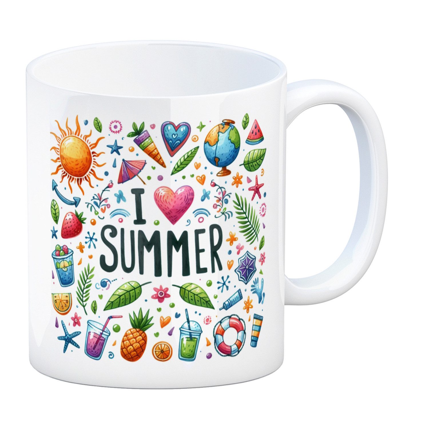 Tasse Sommer Kaffeebecher mit Spruch I love summer