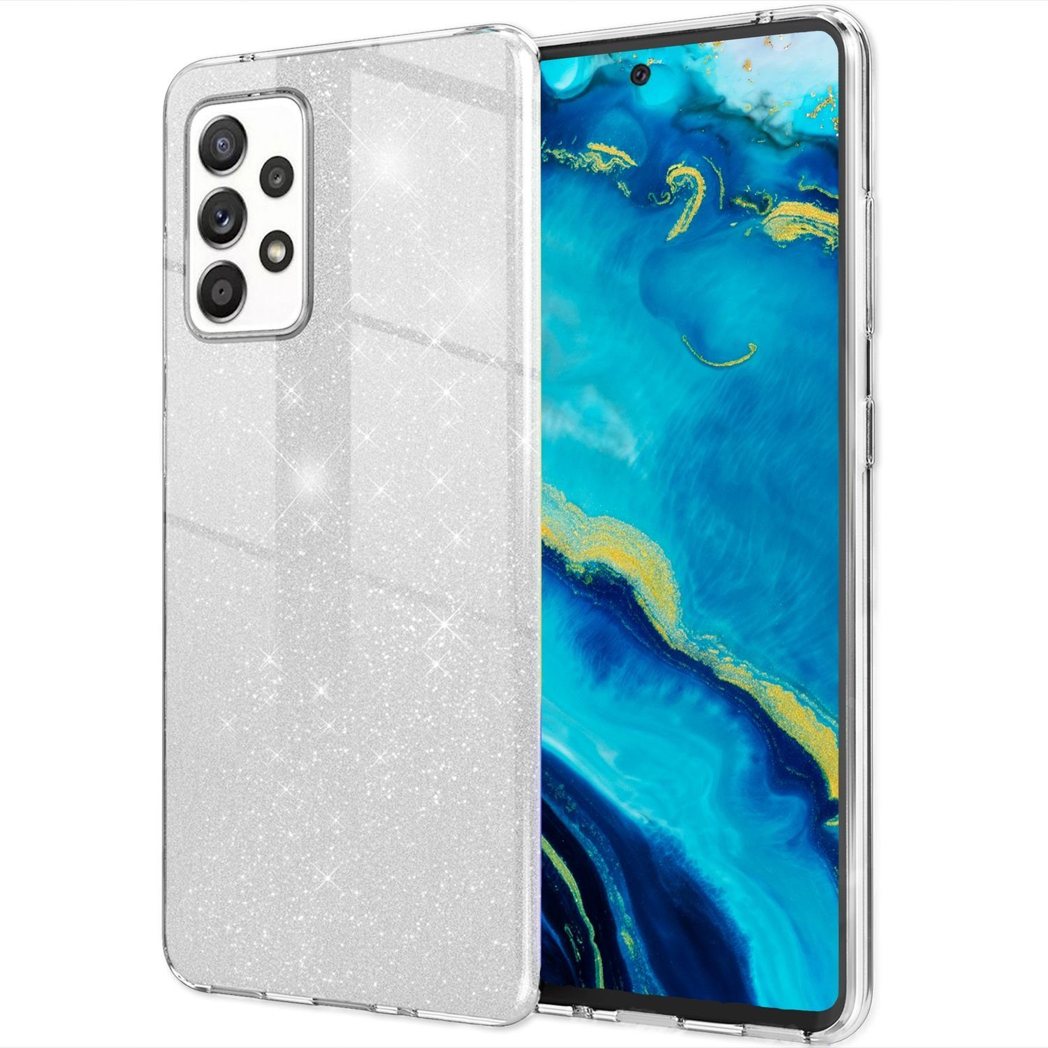 Nalia Smartphone-Hülle Samsung Galaxy A53 16,5 cm (6,5 Zoll), Glitzer Silikon Hülle / Verstärkte Innenseite / Glänzende Schutzhülle