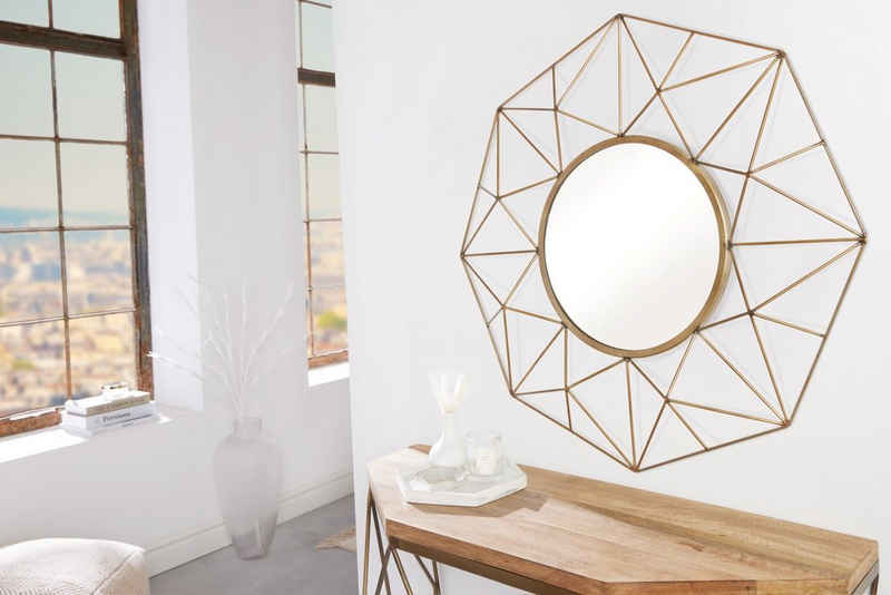 riess-ambiente Настінне дзеркало DIAMOND L 80cm messing (Einzelartikel, 1-St), Wohnzimmer · Metall · Gold · Retro Design · Handmade · Schlafzimmer
