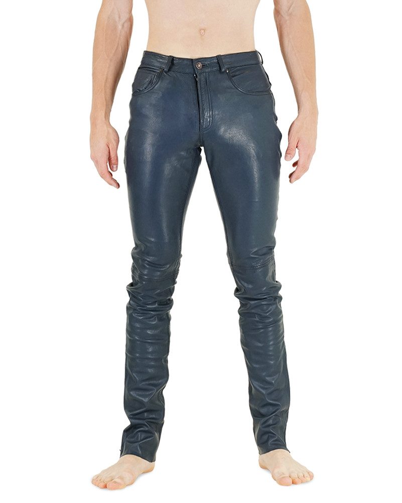 Lederhose RICANO Blaue Slim Fit Lamm Lederjeans Herren Lederhose Echtleder