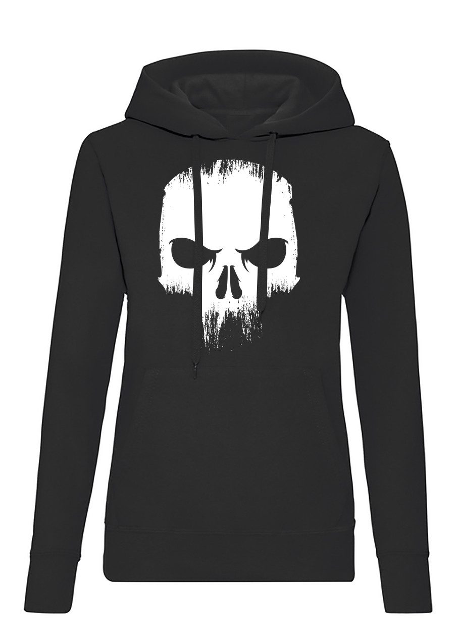 Blondie & Brownie Hoodie Skull_D_Hoodie Damen Hoodie Totenkopf Print Patch Streetwear Look Skull_D_Hoodie Urban Totenkopf Freizeitmode