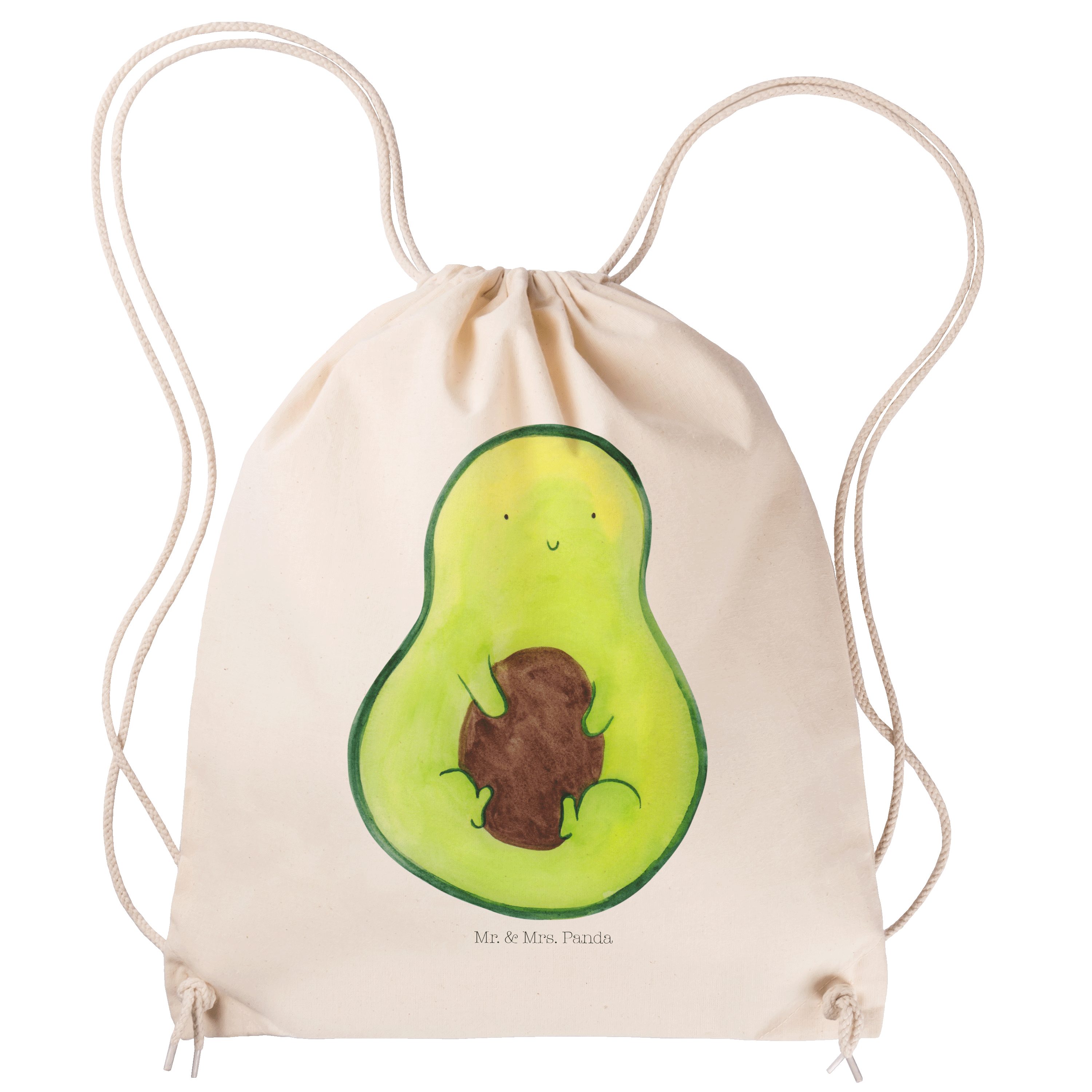 Mrs. Kern & Panda Geschenk, Vegan, (1-tlg) Tasche, Avocado - - Sporttasche mit Mr. Avocadokern Transparent