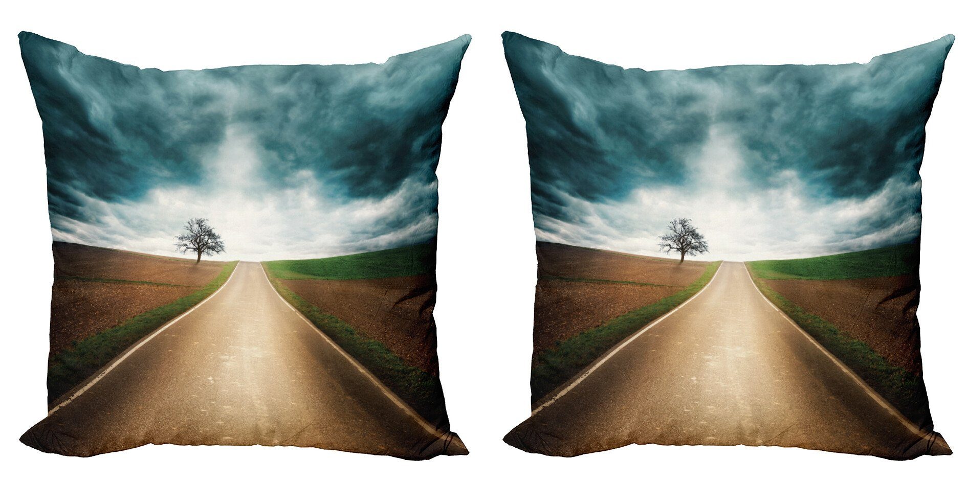 Landschaft Accent Doppelseitiger Modern (2 Wolken Abakuhaus Straßen-Reisen Stück), Kissenbezüge Digitaldruck,