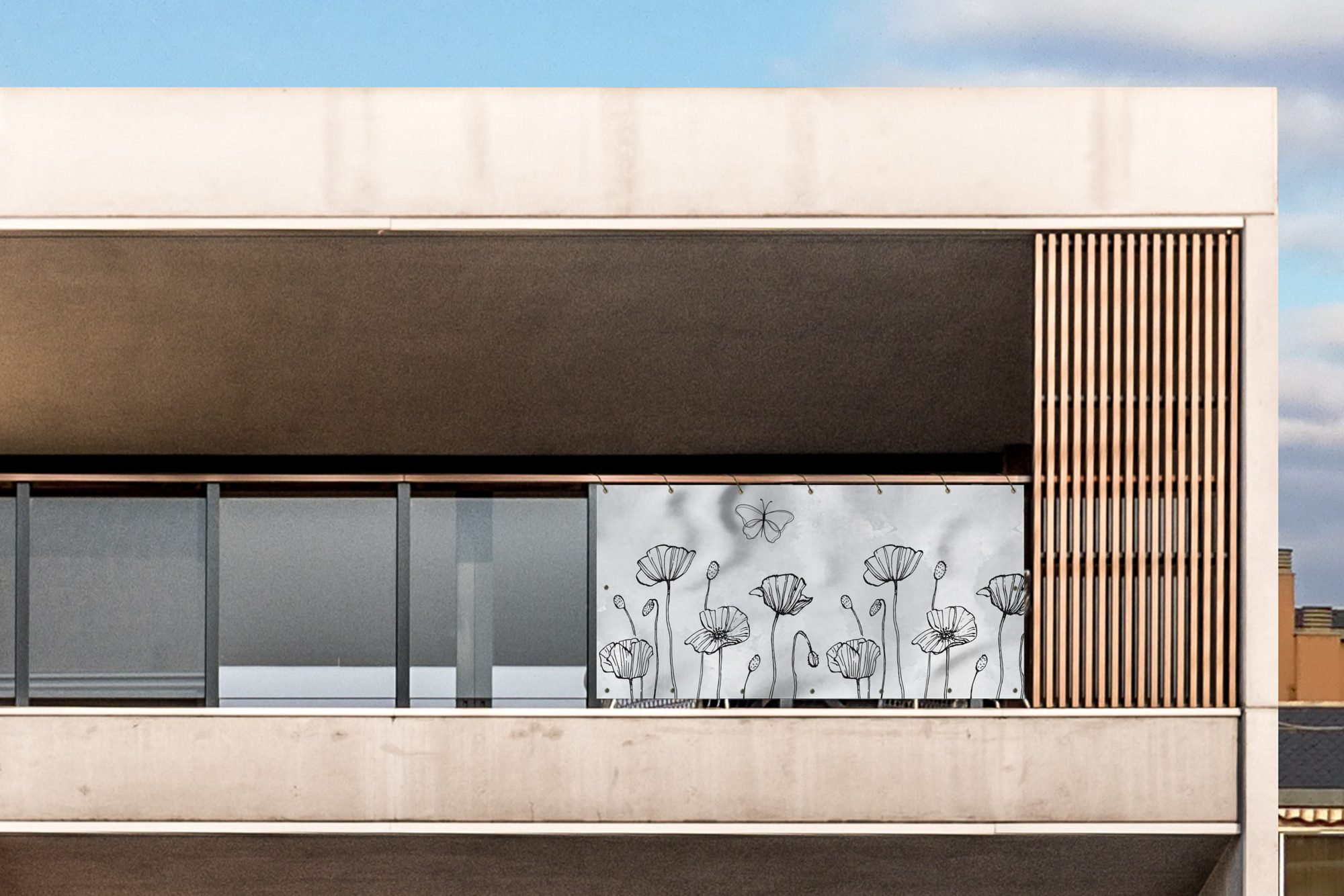 MuchoWow Balkonsichtschutz Blumen - Grau - günstig online kaufen