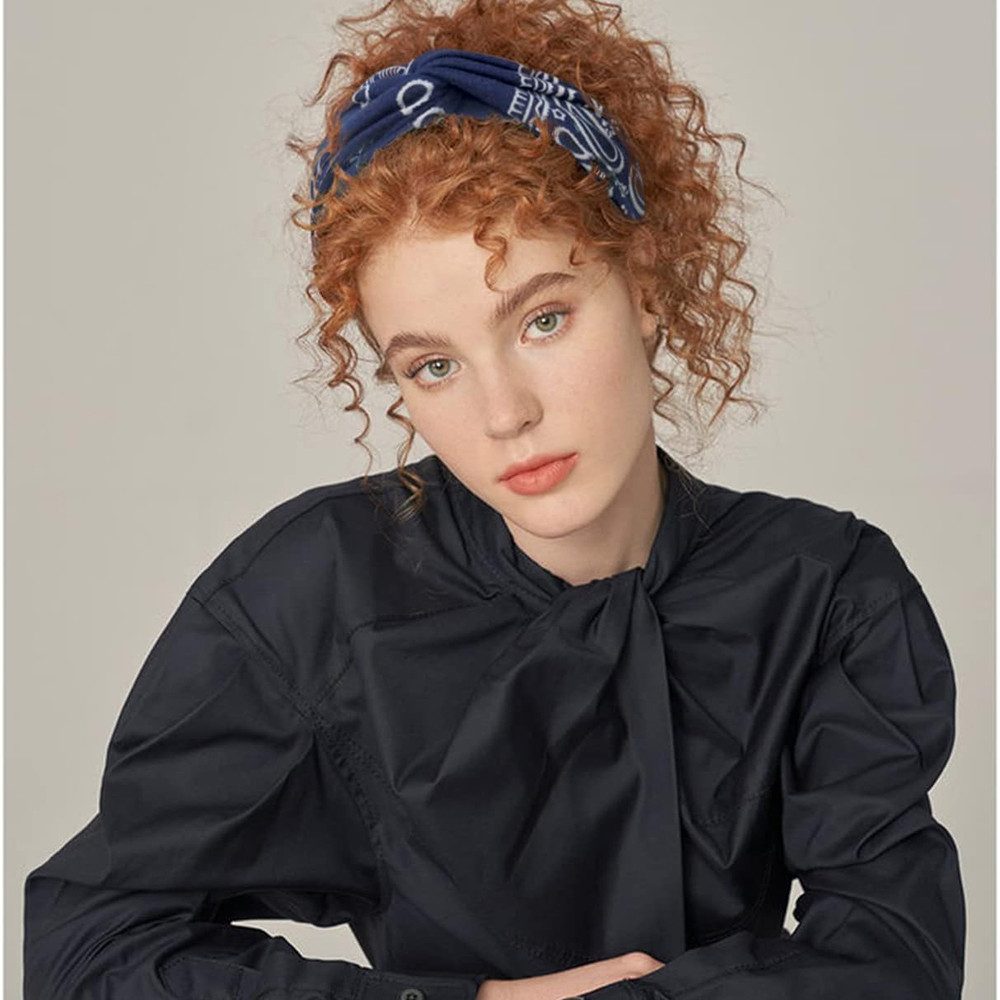 Zaewry Haargummi 6 Stück Sommer Stirnbänder Damen Boho Breite Haarband Yoga Stirnband, 4-tlg.