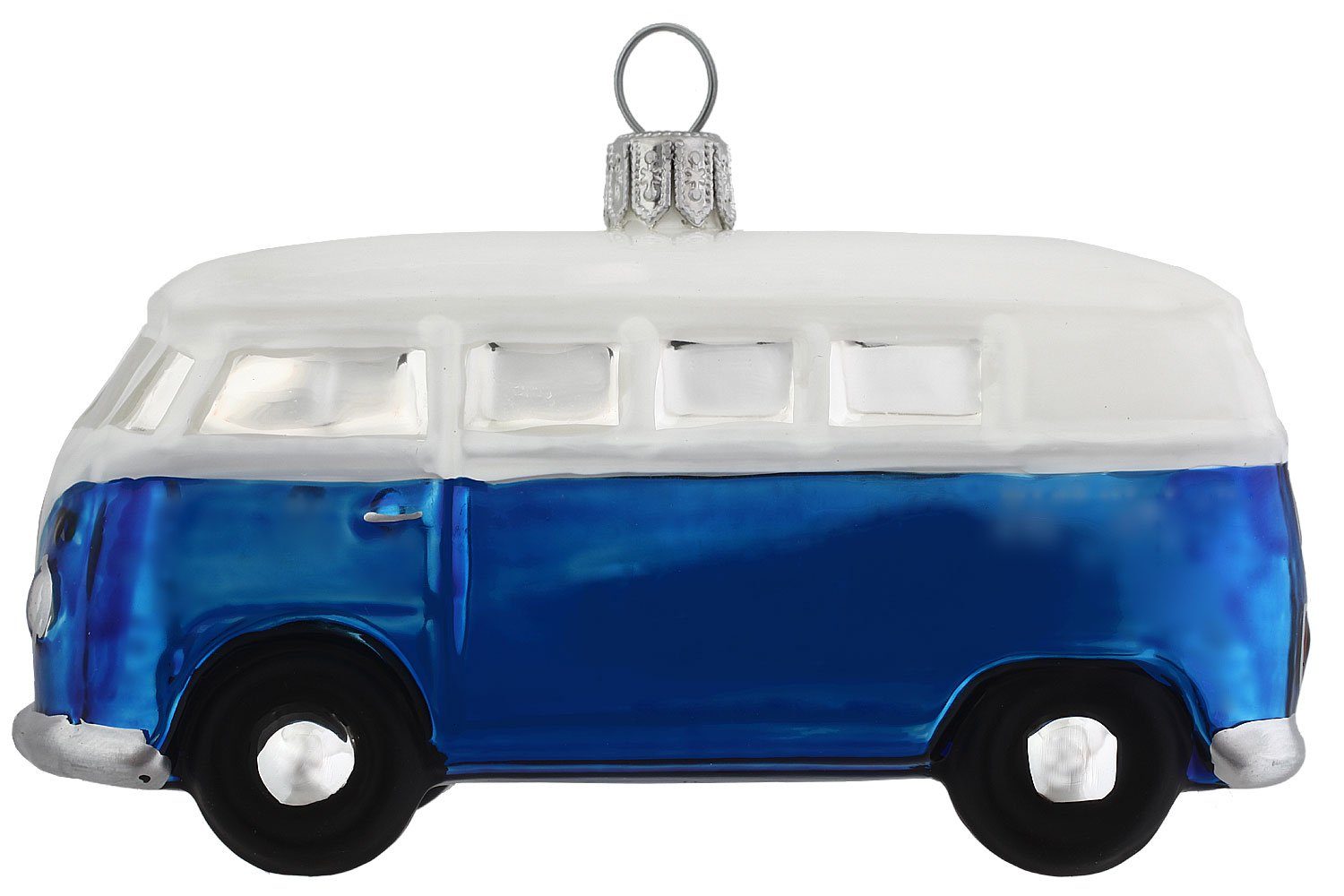 Bus VW Official Christbaumschmuck handdekoriert Hamburger Dekohänger - Licensed blau - mundgeblasen Weihnachtskontor Produkt,
