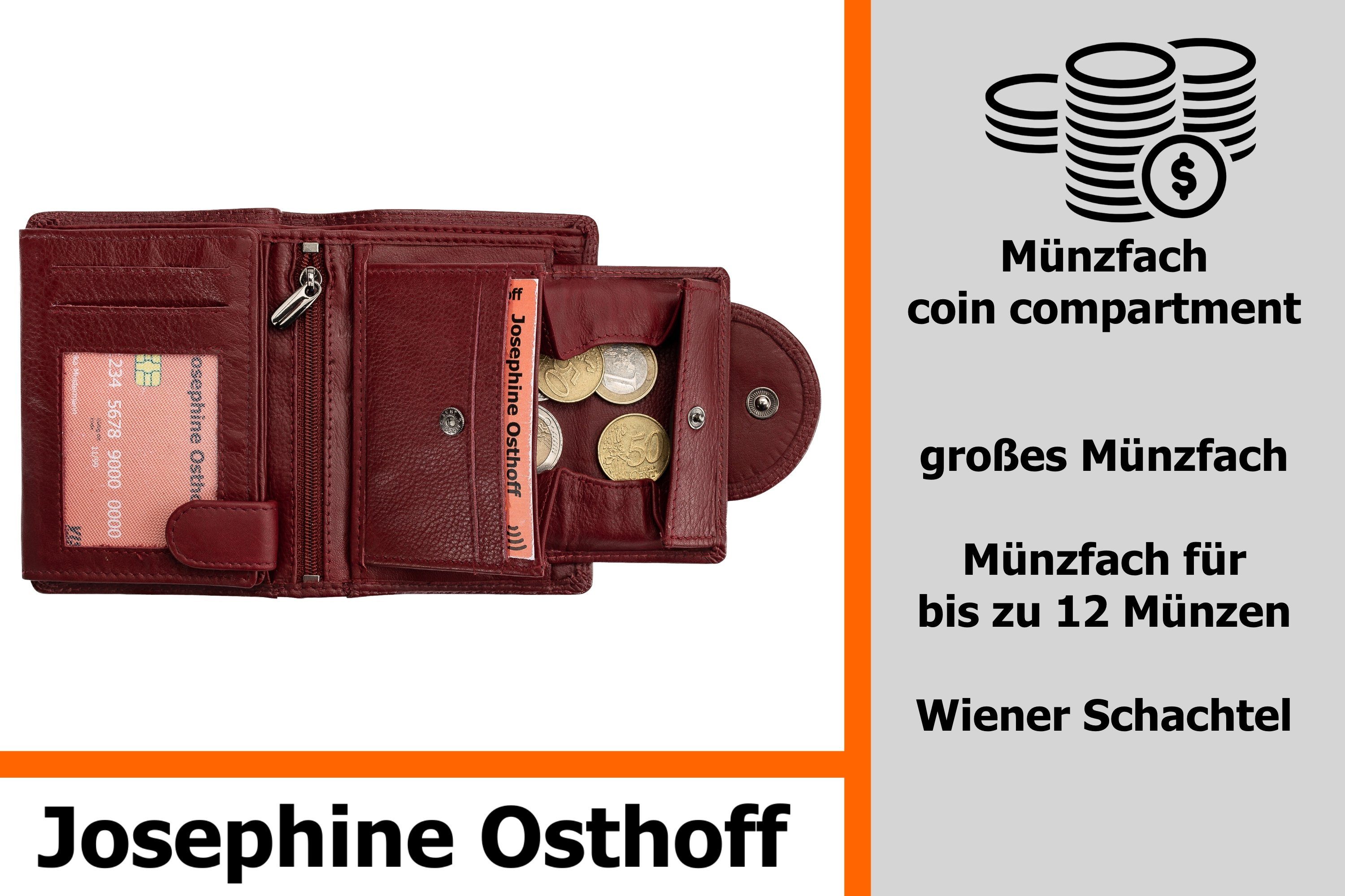 Josephine bordeaux Geldbörse Minibrieftasche Brieftasche Osthoff Wiener