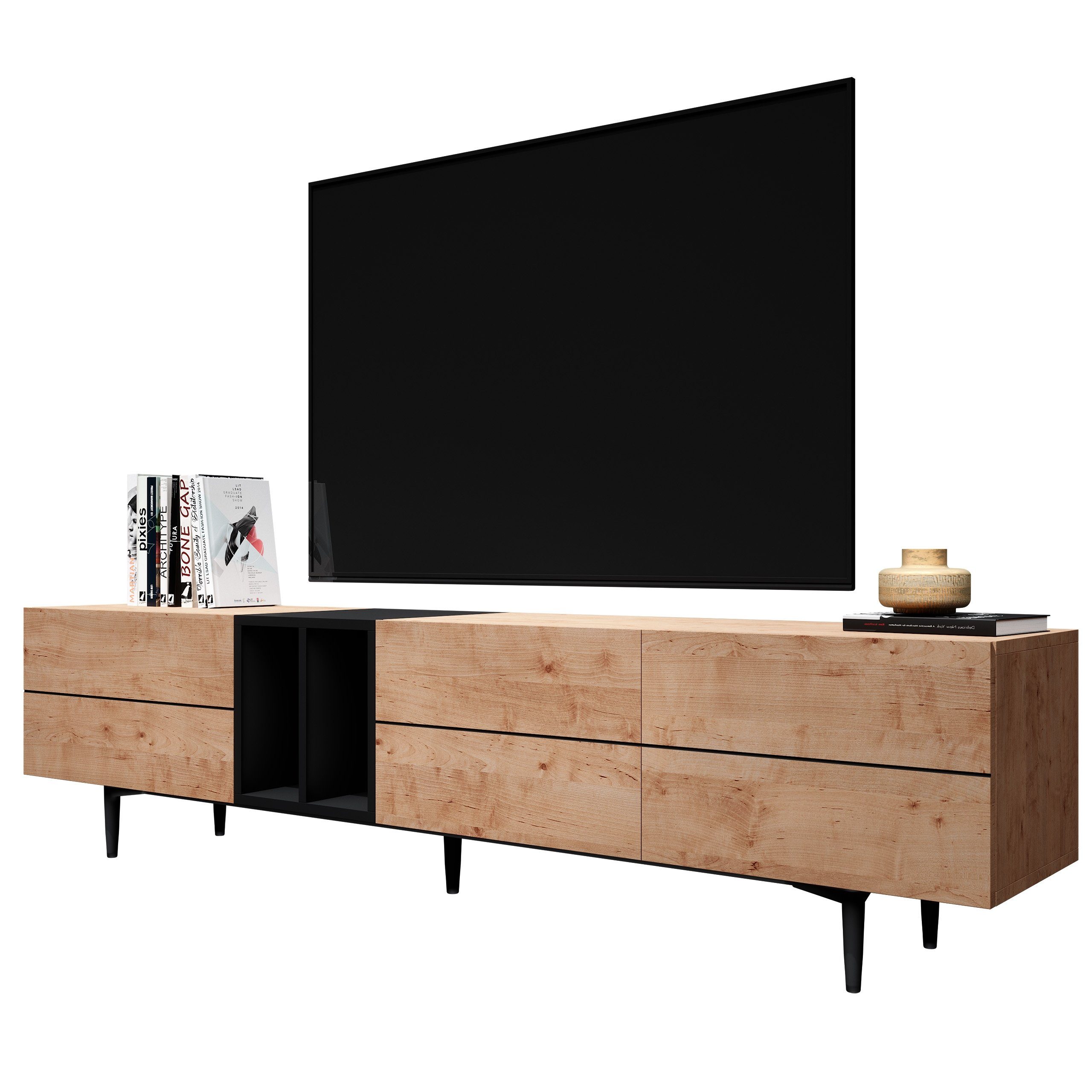 Newroom Lowboard Nizza, TV Board Wildeiche Vintage Industrial Landhausstil günstig online kaufen