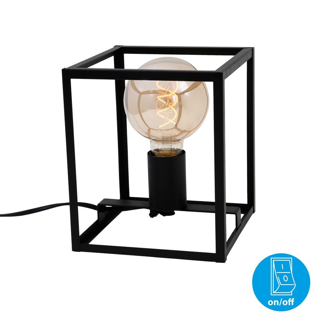 Briloner Leuchten Tischleuchte 7020-015, ohne Leuchtmittel, 2700K - Extra-Warmweiß, Tischlampe dekorativ schwarz 170x170x200mm (LxBxH)