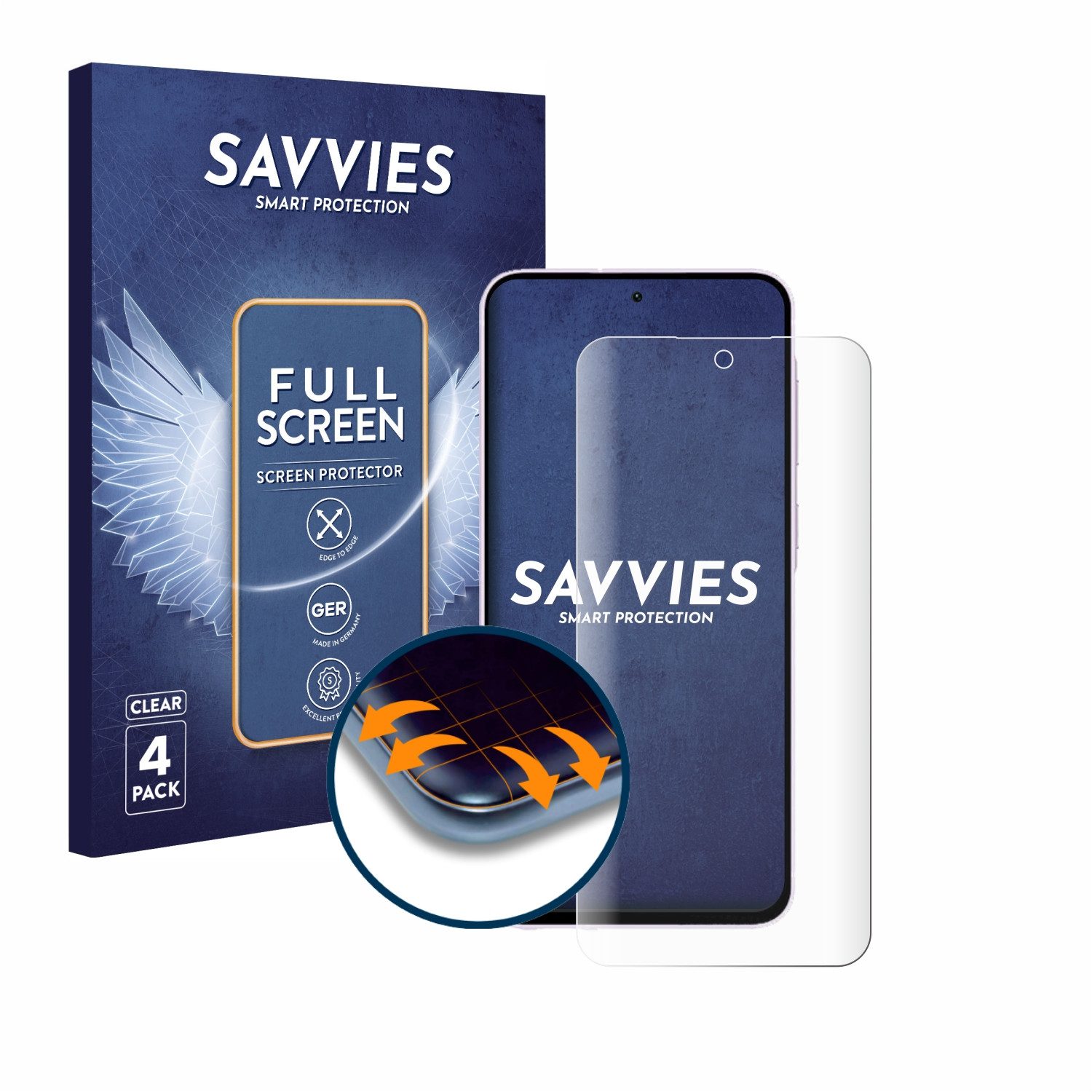 Savvies Displayschutzfolie Fullscreen Schutzfolie für Samsung Galaxy A56 5G, 4 Stück, Displayschutz Folie Fullcover Klar Transparent