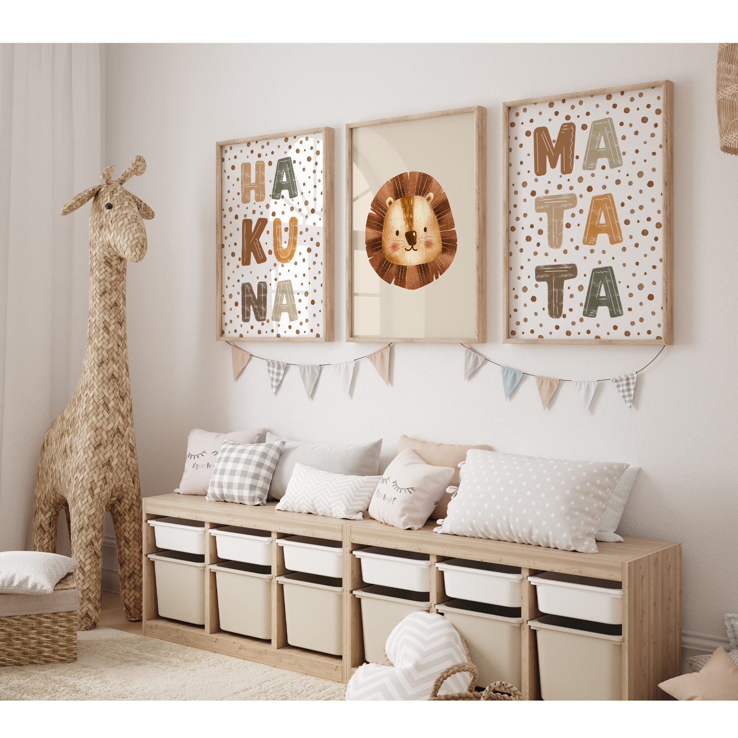 MeinBaby123® Poster Bilder Kinderzimmer, Poster Kinderzimmer Deko, Süße Tiere, Babyzimmer, Tiere Wandbilder,  Boho,  Sprüche