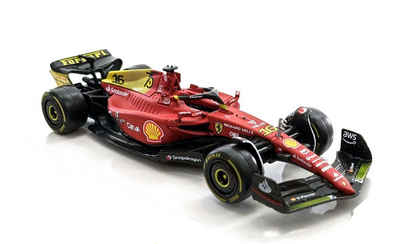Bburago Modellauto Ferrari F1-75 Leclerc #16, Maßstab 1:43, Monza-Ausführung