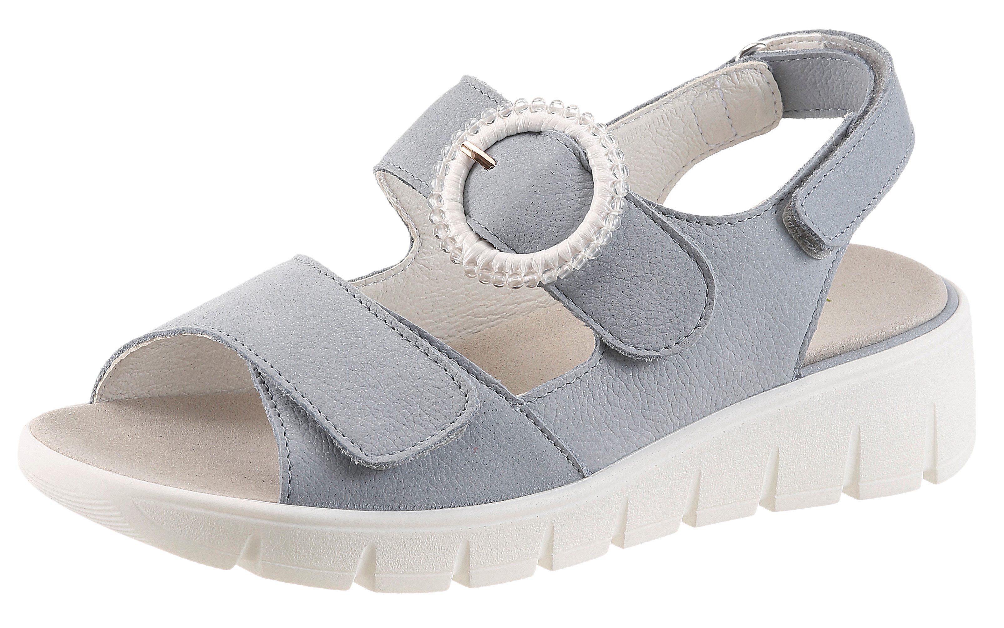 Waldläufer K-ADEA Sandale Sommerschuh, Keilsandalette mit Klettverschlüssen, K-Weite