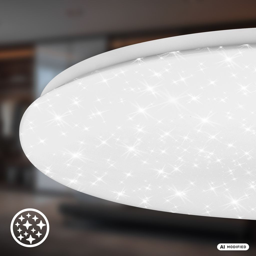 Briloner Leuchten LED Deckenleuchte LED Deckenlampe Dimmbar Sternenhimmel, LED fest integriert, 4000K - Neutralweiß, 48x7 cm, Wohnzimmer, Schlafzimmer, Büro