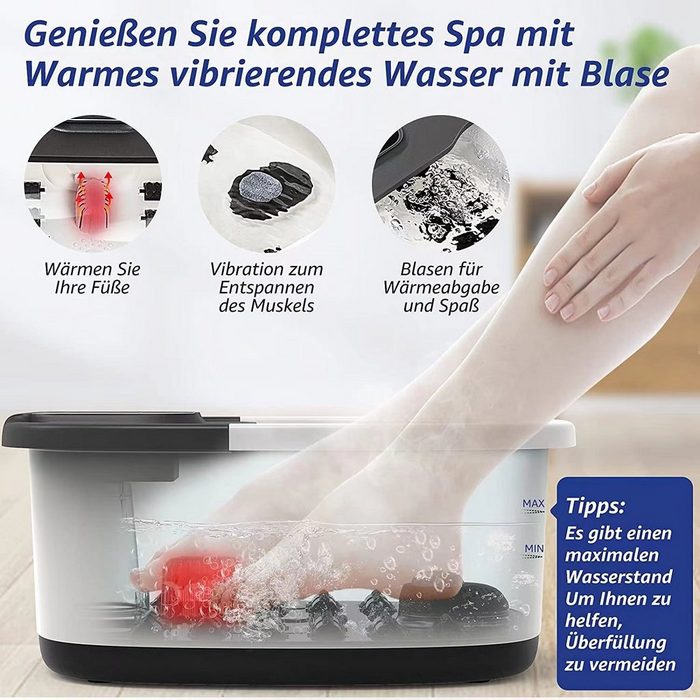 Mia&Coco Fußbad Fussbad fussbadewanne massagegerät wasser elektrisch mit massage mit Sprudelfunktion Fußpflege für Zuhause
