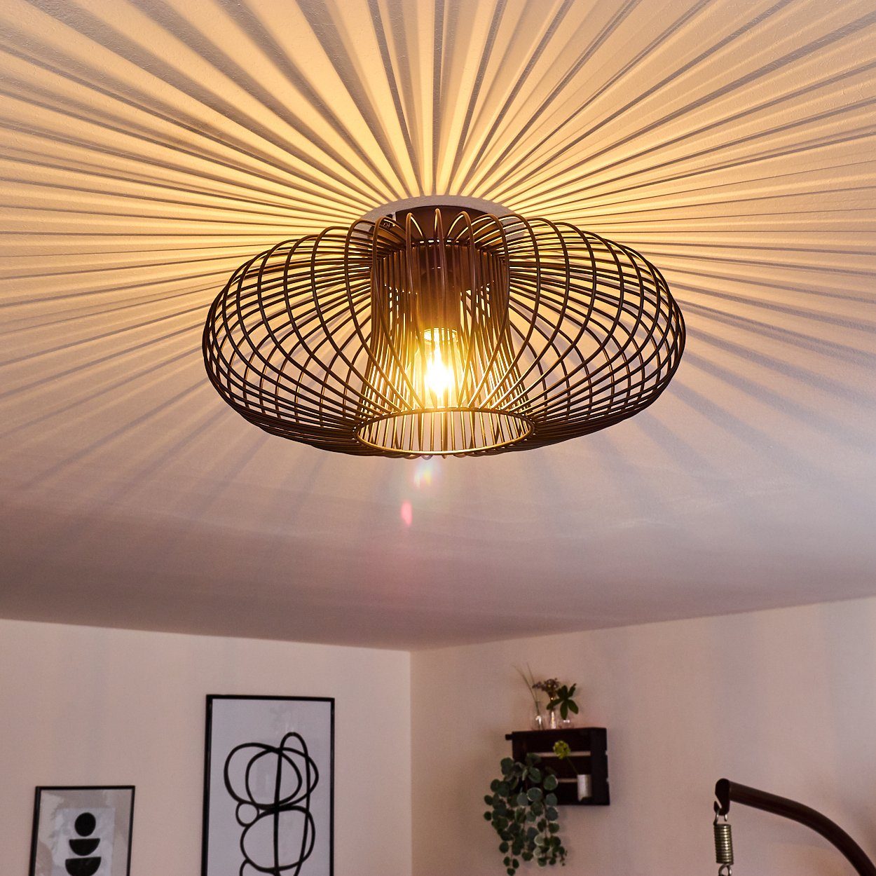 hofstein Deckenleuchte »Pieris« runde Deckenlampe aus Metall in Schwarz, oh günstig online kaufen