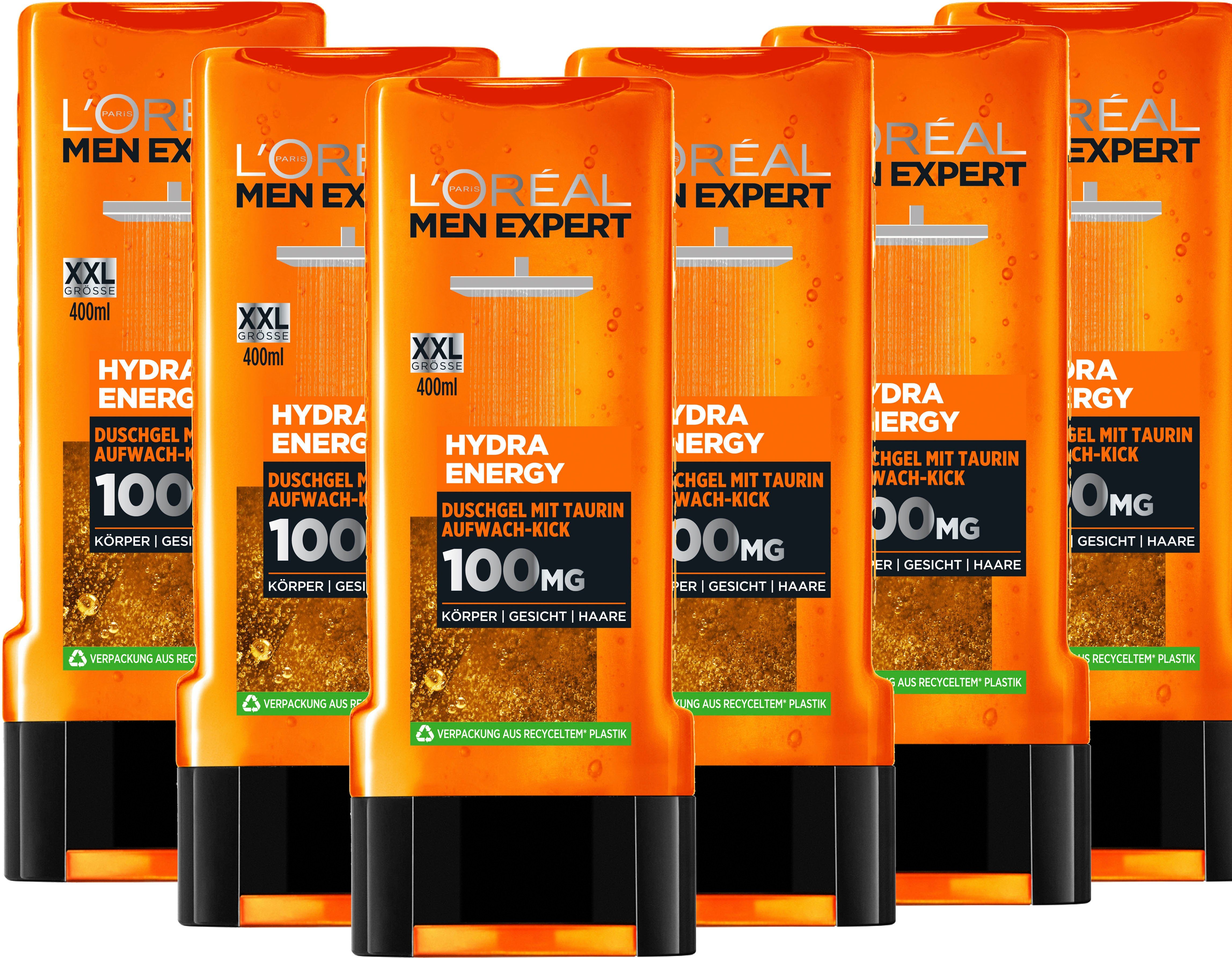 L'ORÉAL PARIS MEN EXPERT Duschgel Hydra Energy Aufwach-Kick, 6-tlg., mit Minze