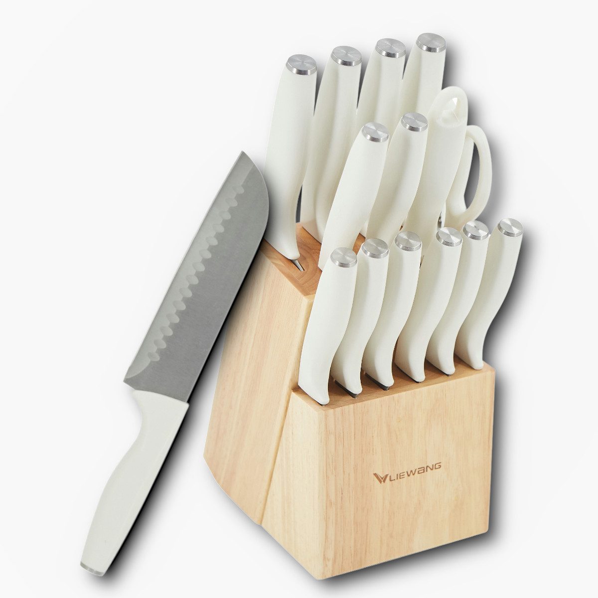 HOOZ Messer-Set 15-teilig mit Messerblock, 13 scharfe Küchenmesser + Schere, Wetzstahl (Set, 15-tlg., Kochmesser für Fleisch Fisch Gemüse Obst), Perfekt für die erste Wohnung