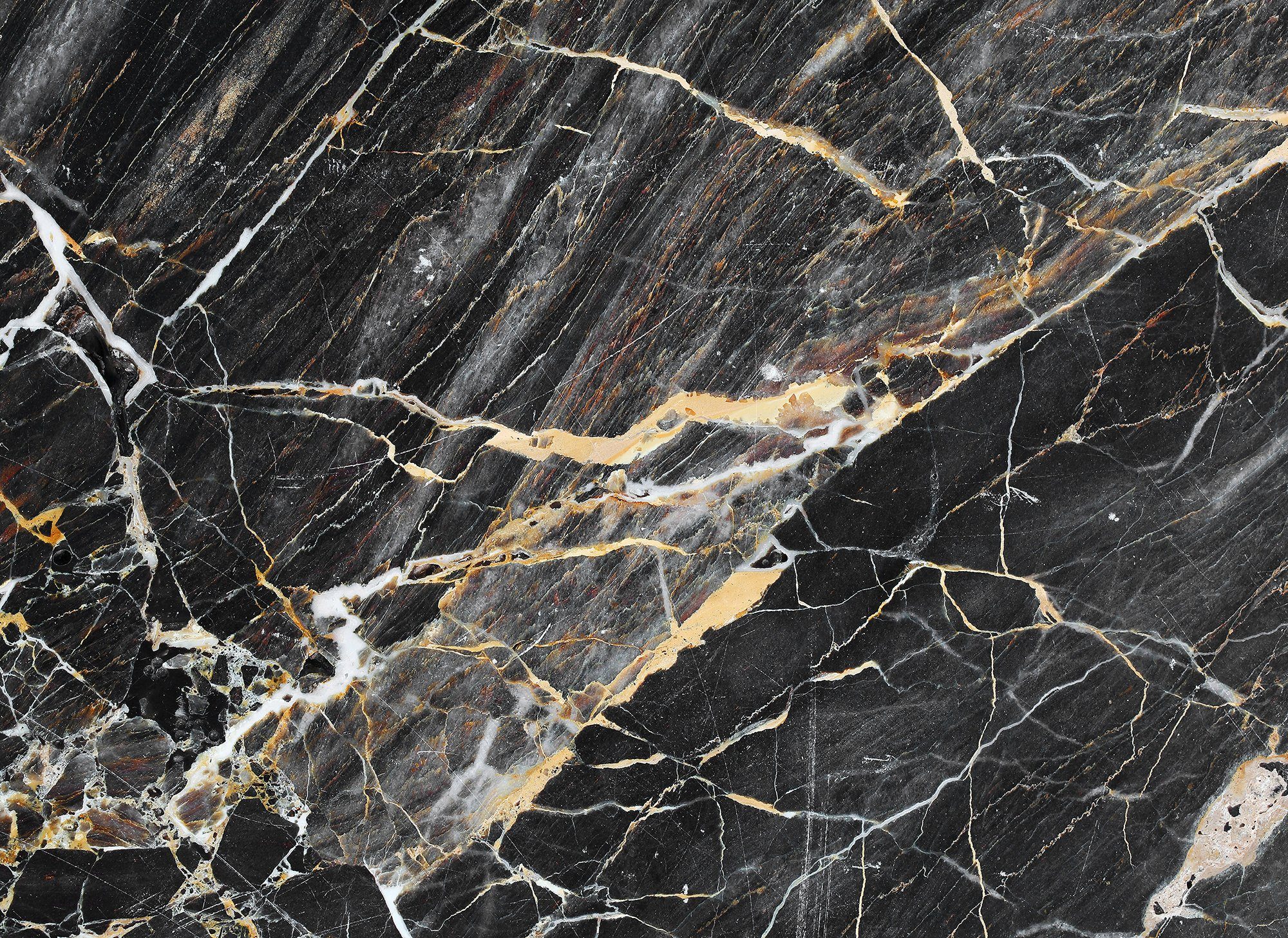living walls Fototapete Designwalls Black gelb Marble, glatt, (5 St), Vlies, Wand, Schräge, Decke
