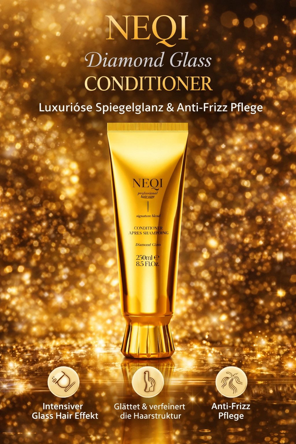 NEQI Haarpflege-Set Diamond Glass Trio, 3-tlg., Komplettpflege für ultimativen Spiegelglanz & Anti-Frizz