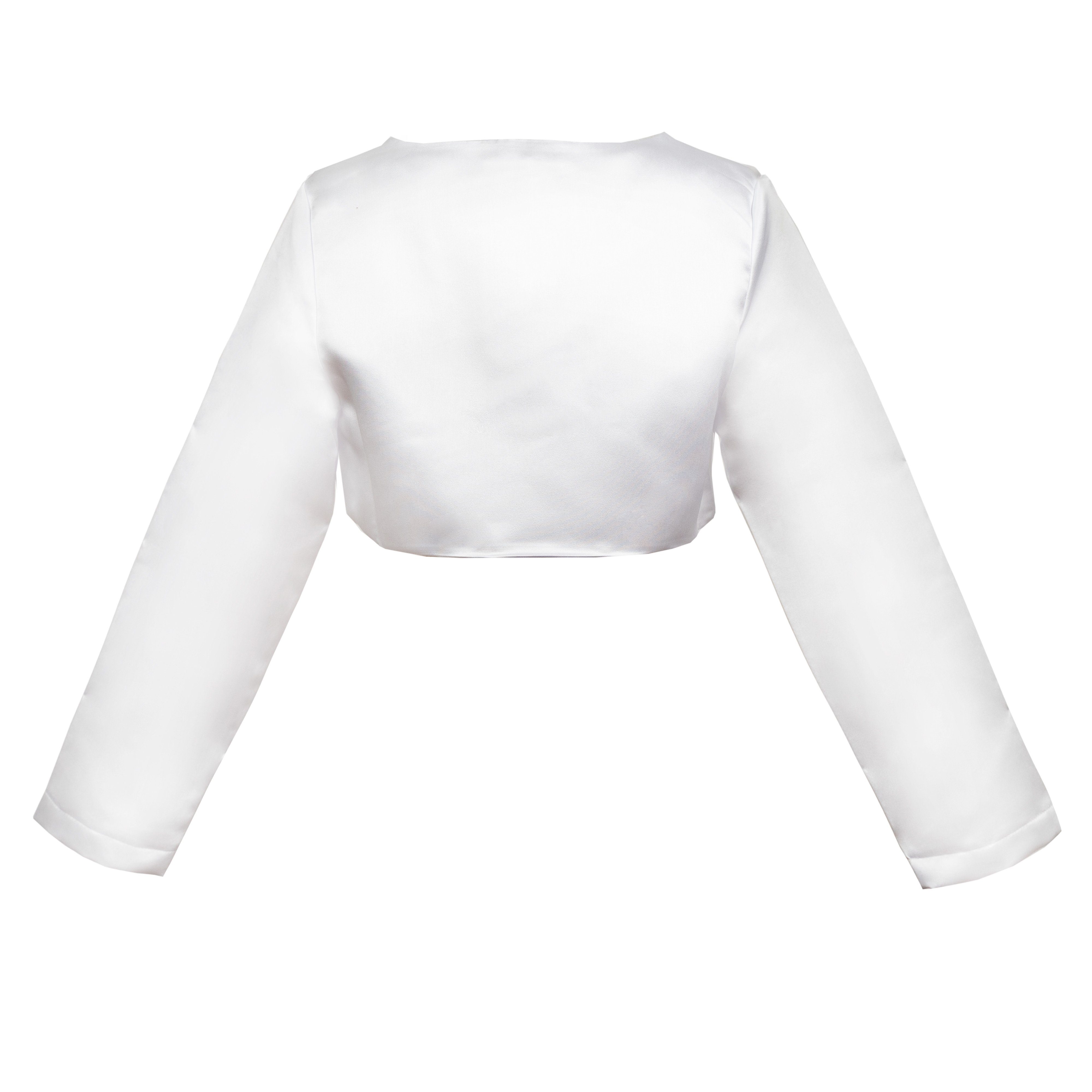 Märchenburg Bolerojacke Kinder Bolero, Kommunionjacke, Mädchen Bolerojacke, Satin Jacke, Weiß