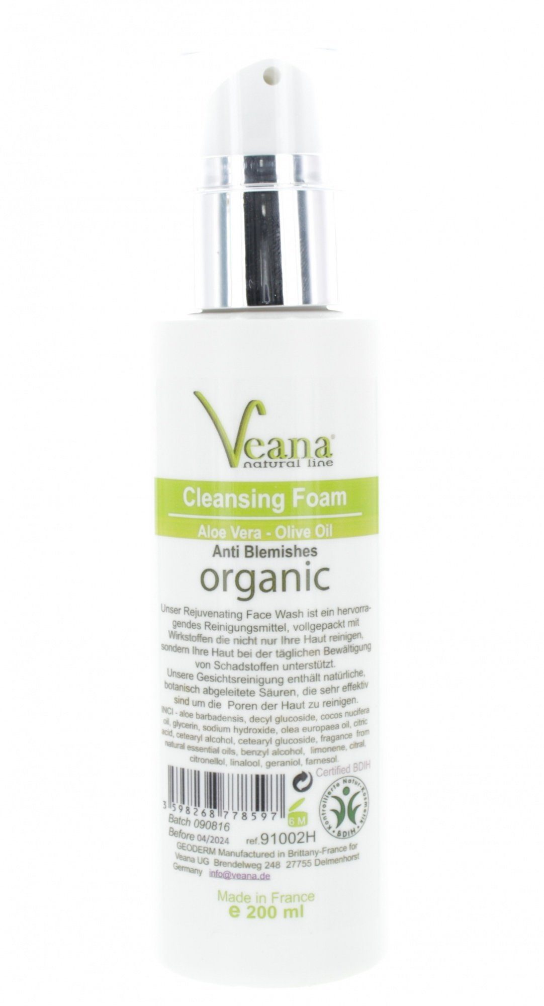 Veana Gesichtsreinigungsgel Cure Vegetale Reinigungs-Schaum (200ml) bei Rosacea, Couperose, Akne