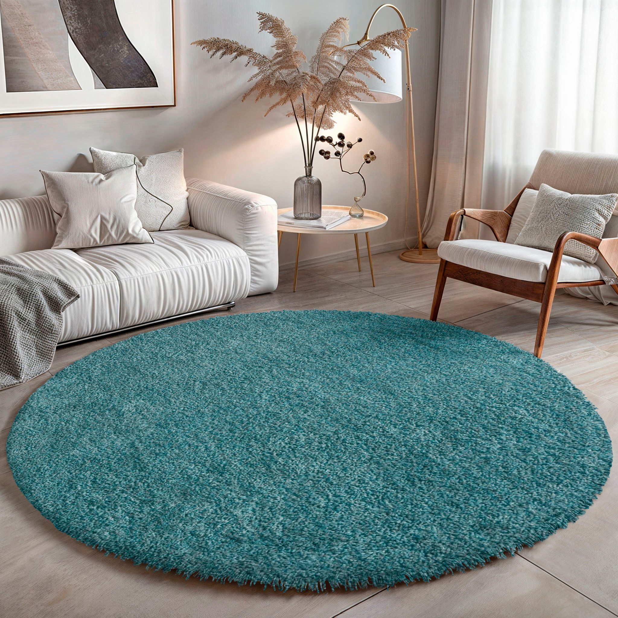 my home Hochflor-Teppich Banji, rund, Höhe: günstig online kaufen