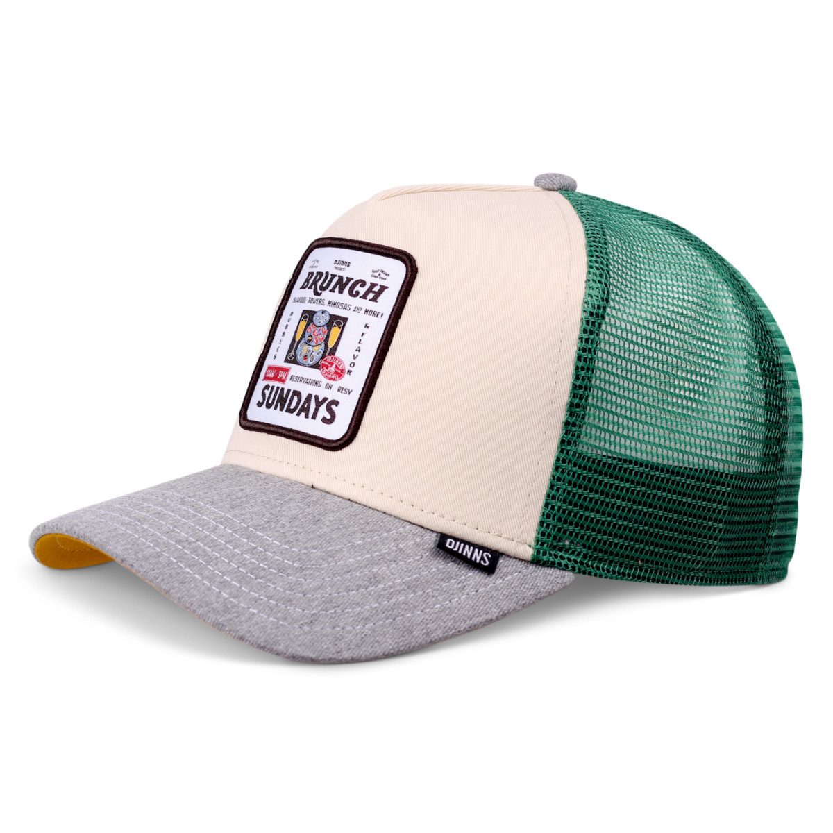 Djinns Trucker Cap Djinns HFT Cap DNC Sunday Brunch Creme/Grey/Green (Meshcap)