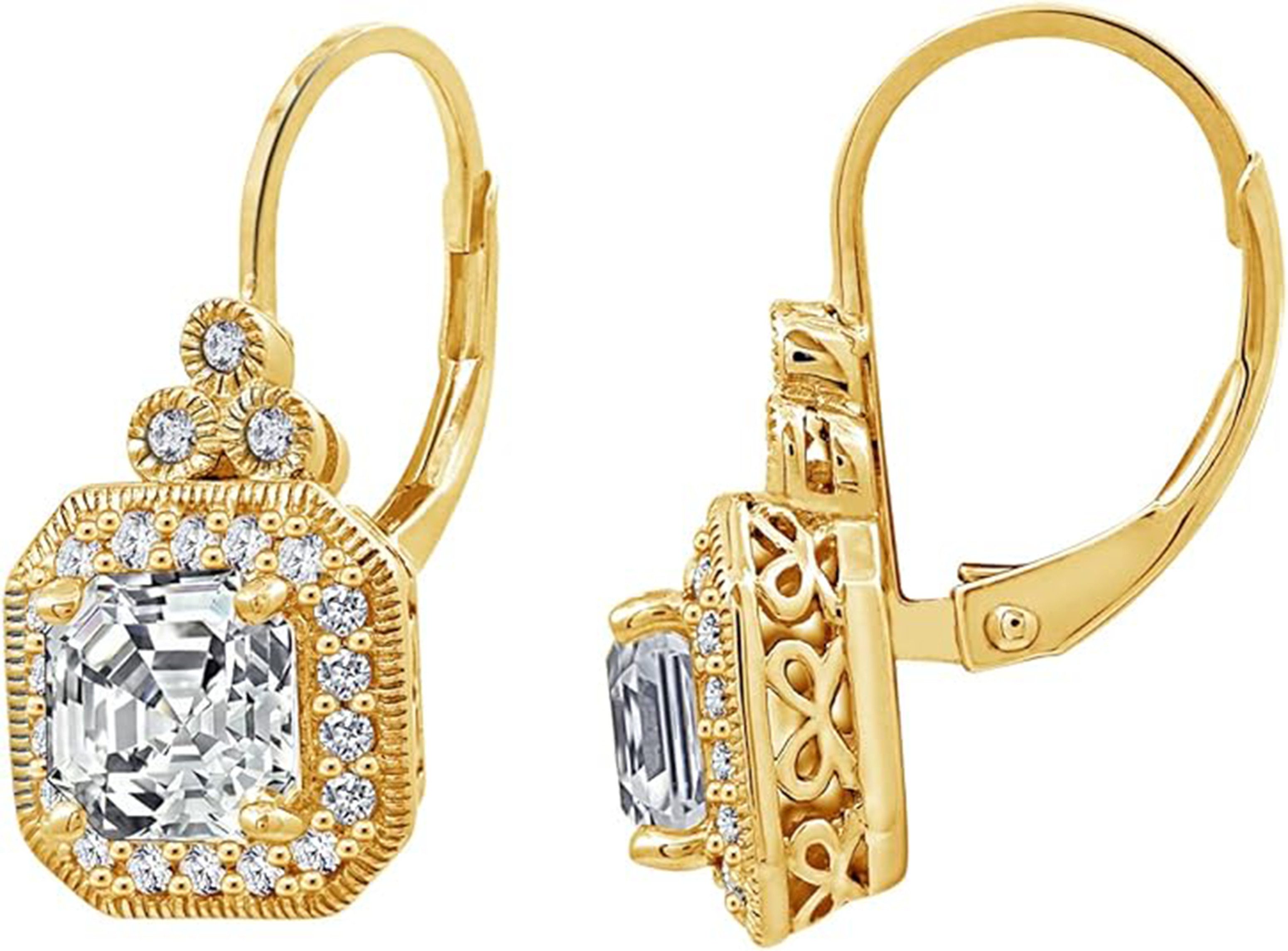 Paar Ohrstecker 585gold,1ct Ascher-Labor-Diamant-Ohrringe Vintage-Stil Anhänger