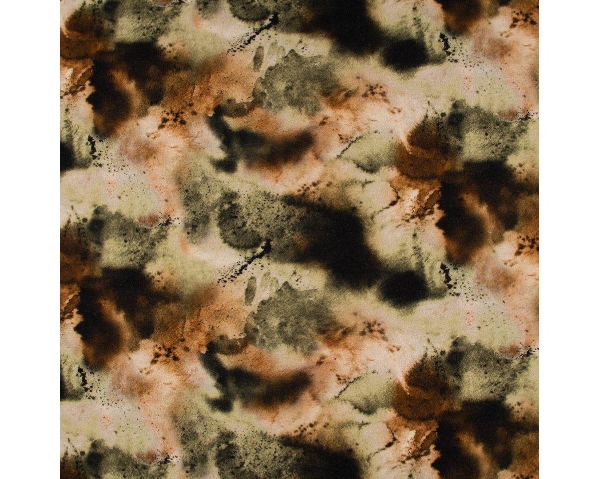 Thumbnail - SCHÖNER LEBEN. Stoff Sweatstoff Digitaldruck TIE DYE Batik grün dunkelgrün schlamm 1,45m, allergikergeeignet