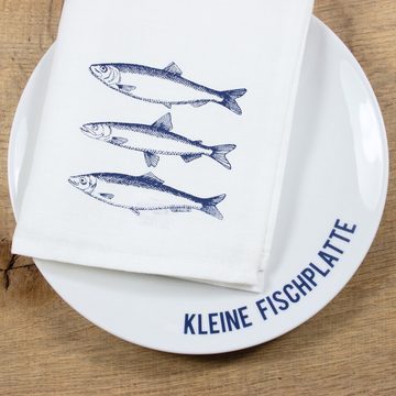 Bow & Hummingbird Stoffserviette maritime Halbleinen-Serviette Fische, Hochwertig im Siebdruck bedruckt