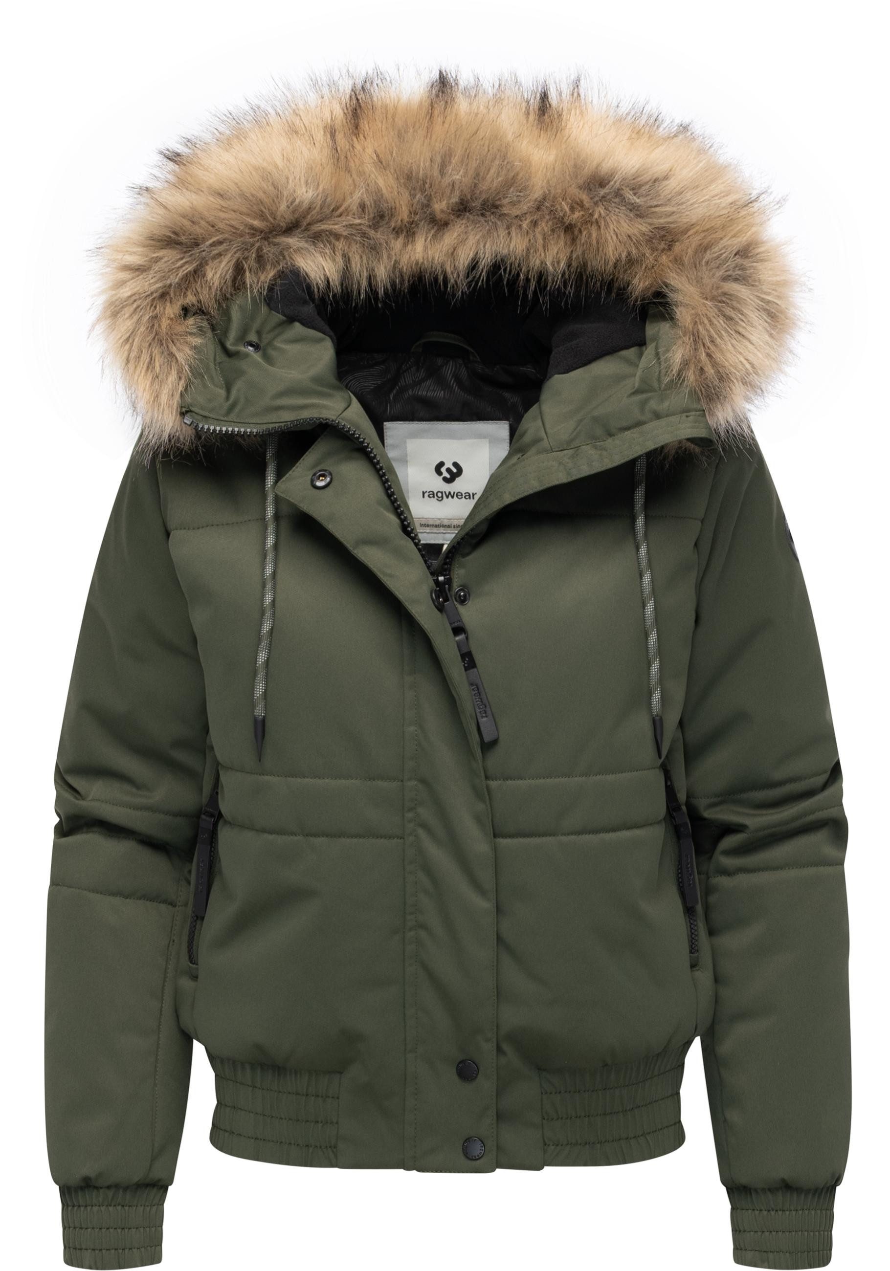Ragwear Winterjacke Deluxia YOUMODO modische Damen Bomberjacke mit Kunstfell