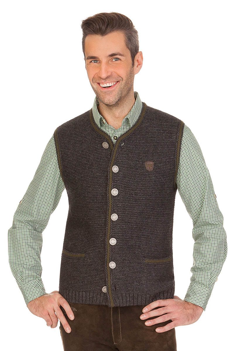 Spieth & Wensky Trachtenweste Trachtenweste - GÖTTER - dunkelgrau, natur