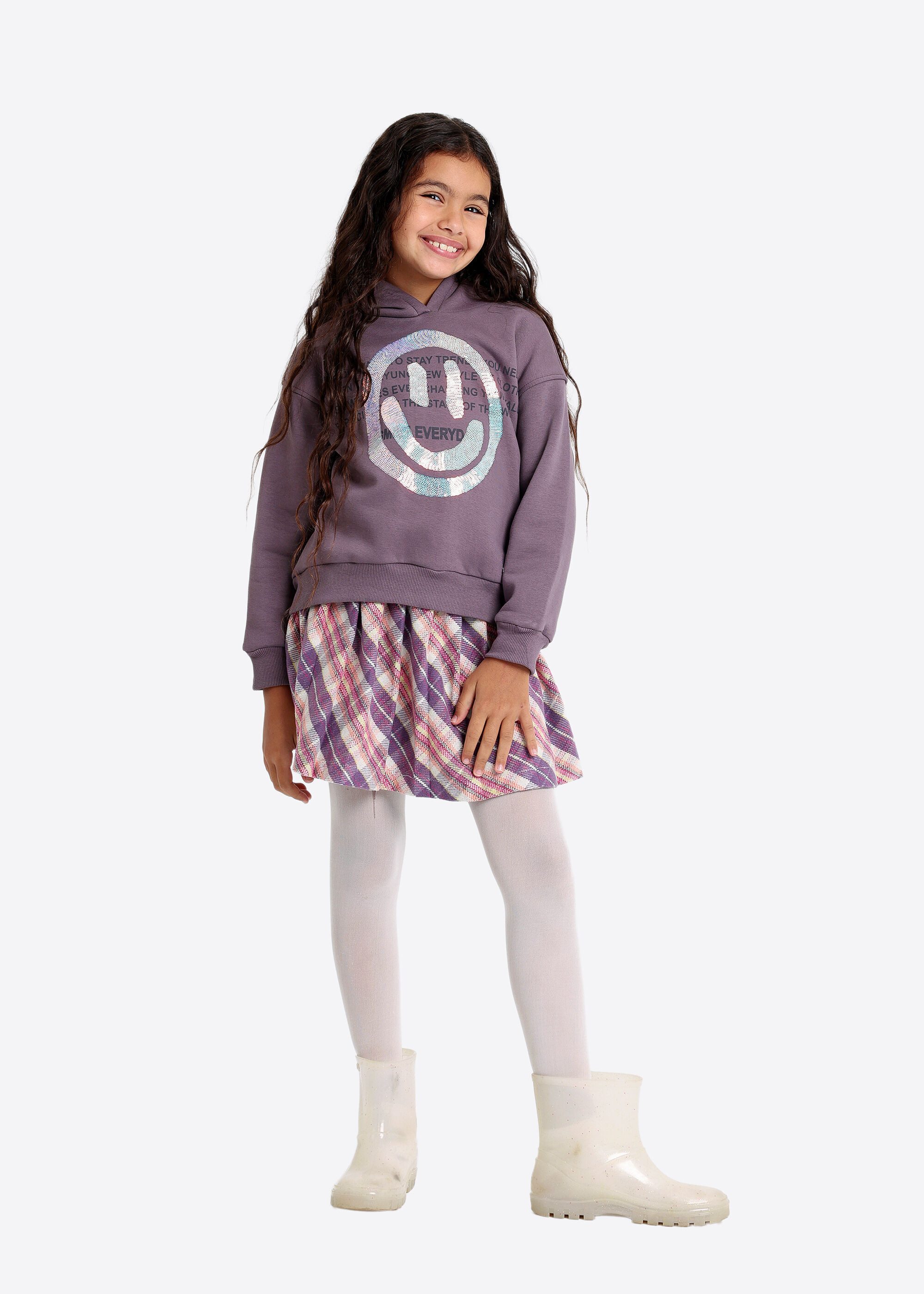 Solang Faltenrock mit Karo-Muster