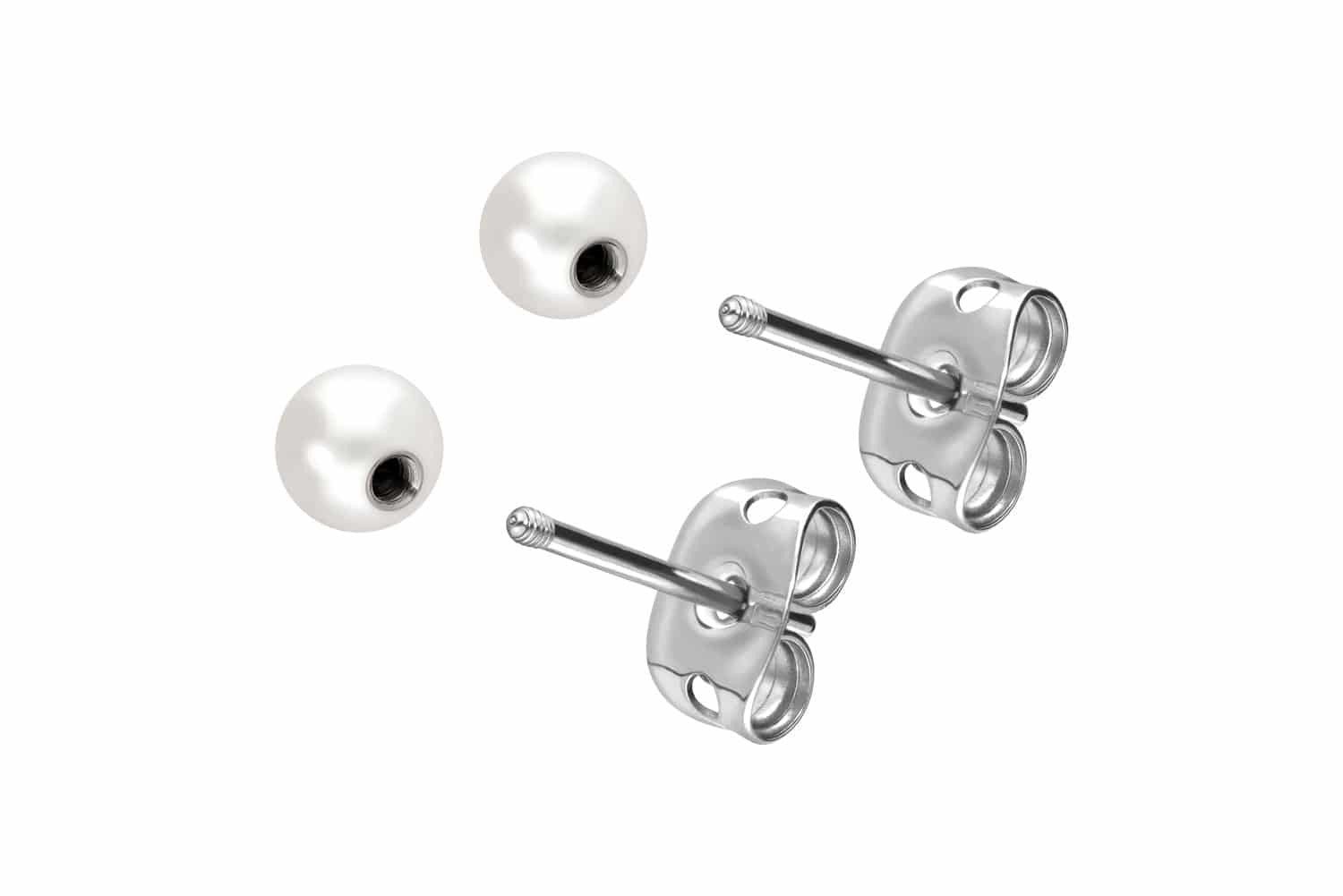 FILANGO Paar Ohrstecker Titan Ohrstecker ECHTE FRISCHWASSERPERLE (Ohrstecker, 1-tlg)