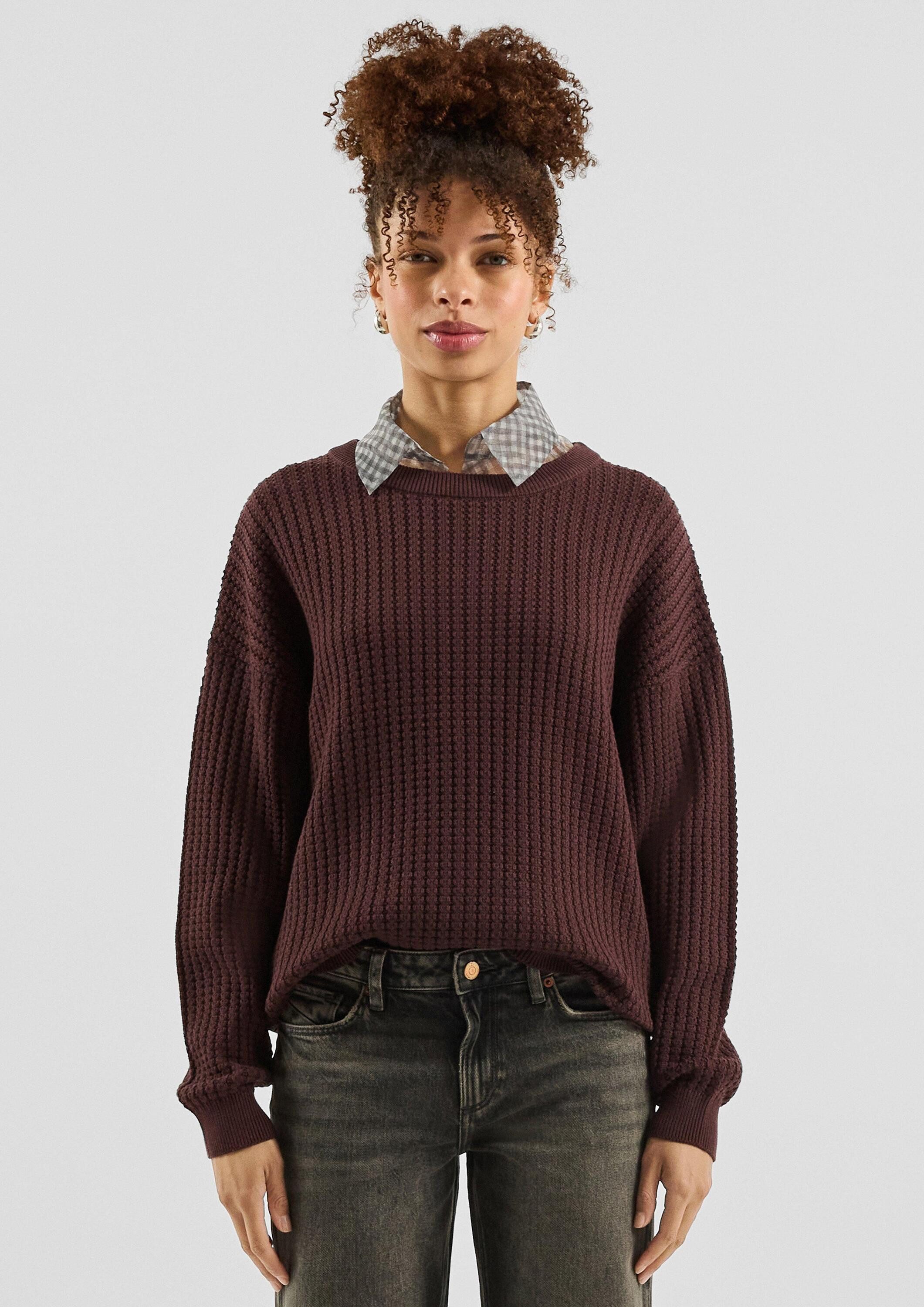QS Longpullover Strickpullover Strukturierter Pullover