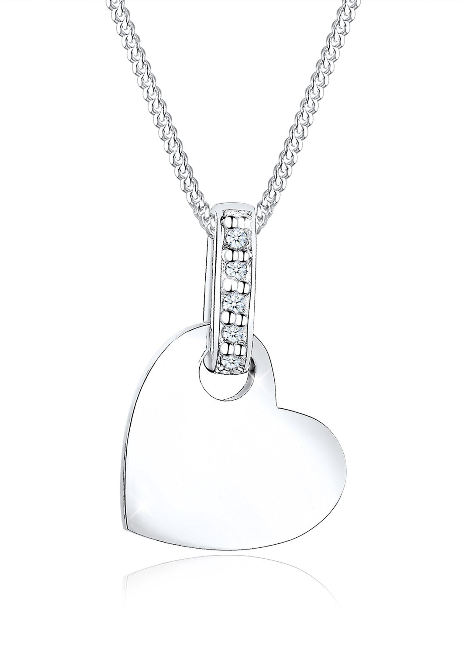 Elli DIAMONDS Collierkettchen Herz Liebe Diamant Silber 925 (0.025 ct)