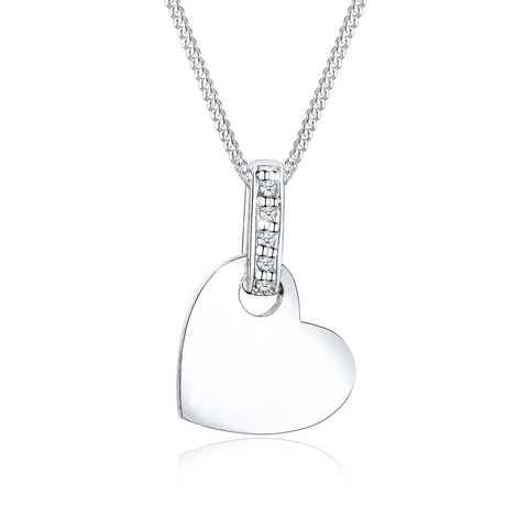 Elli DIAMONDS Collierkettchen Herz Liebe Diamant (0.025 ct) 925 Silber