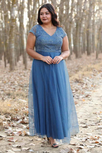 Modabout Abendkleid Langes Maxikleid Sommerkleid für große Größen - NELB0588D5124MVİ (1-tlg)