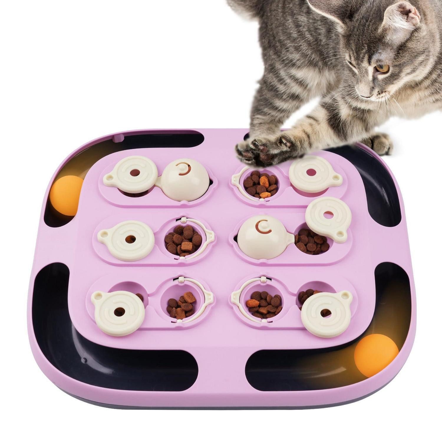 LuxusKollektion Fummelbrett Katzenspielzeug 2in1 Intelligenz Puzzle Lila, Kunststoff
