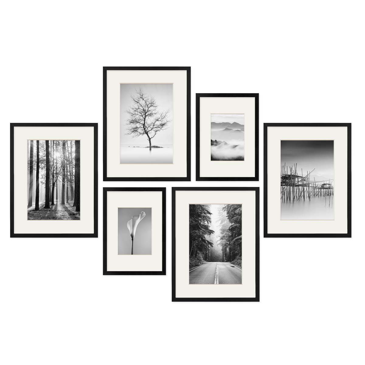 PHOTOLINI Bilderrahmen 6er Set Modern Schmal 21x30 und 30x40 cm mit Passepa günstig online kaufen