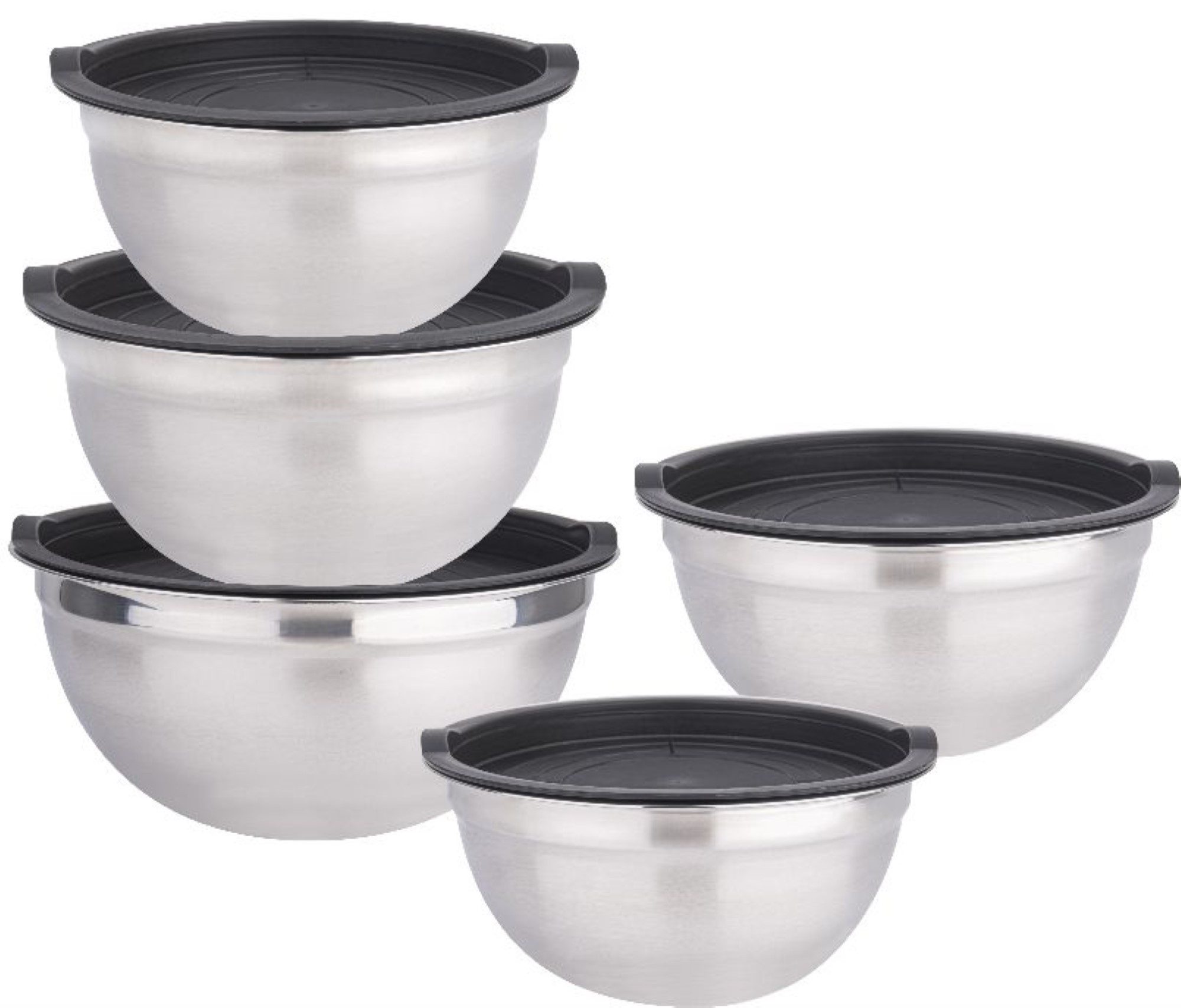 Cheffinger Rührschüssel 10-teiliges Edelstahl-Set – Stapelbar, Vielseitig & Mit Silikondeckeln, (10-tlg)