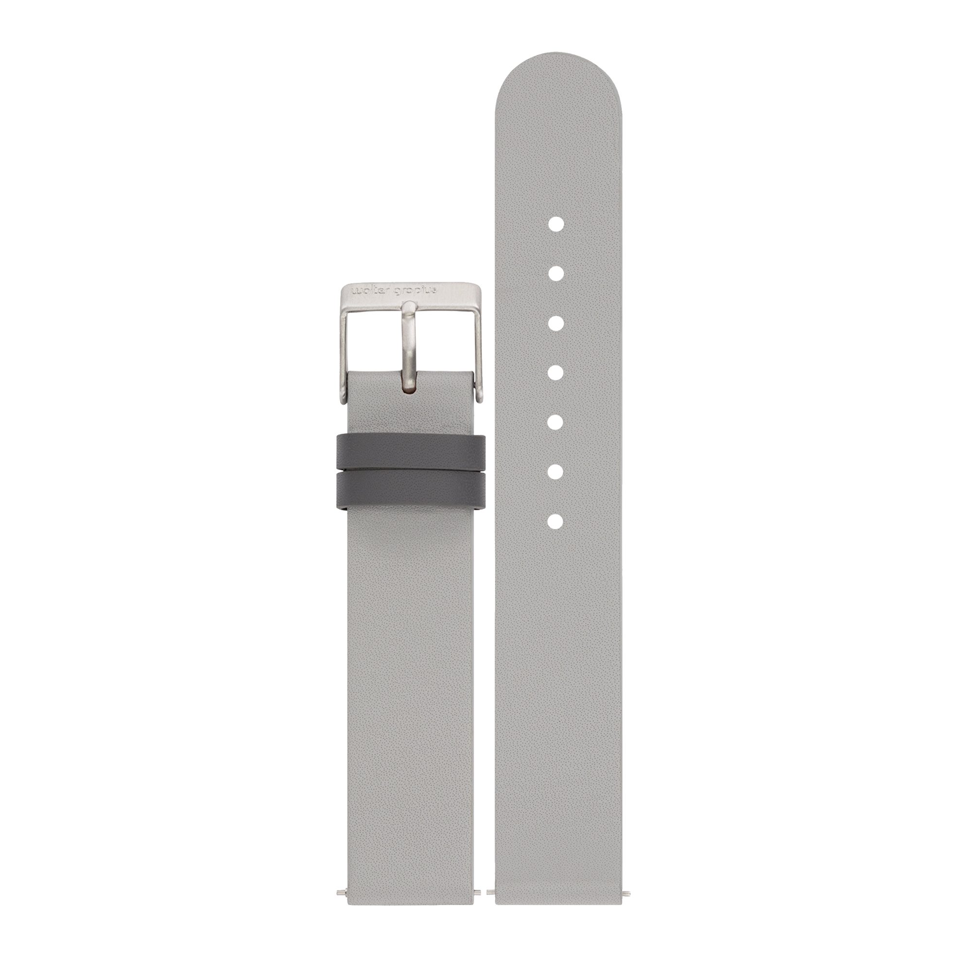Walter Gropius Uhrenarmband 18mm Leder Hellgrau - SWG 010-01, Easy Relase-System, Edelstahlschließe